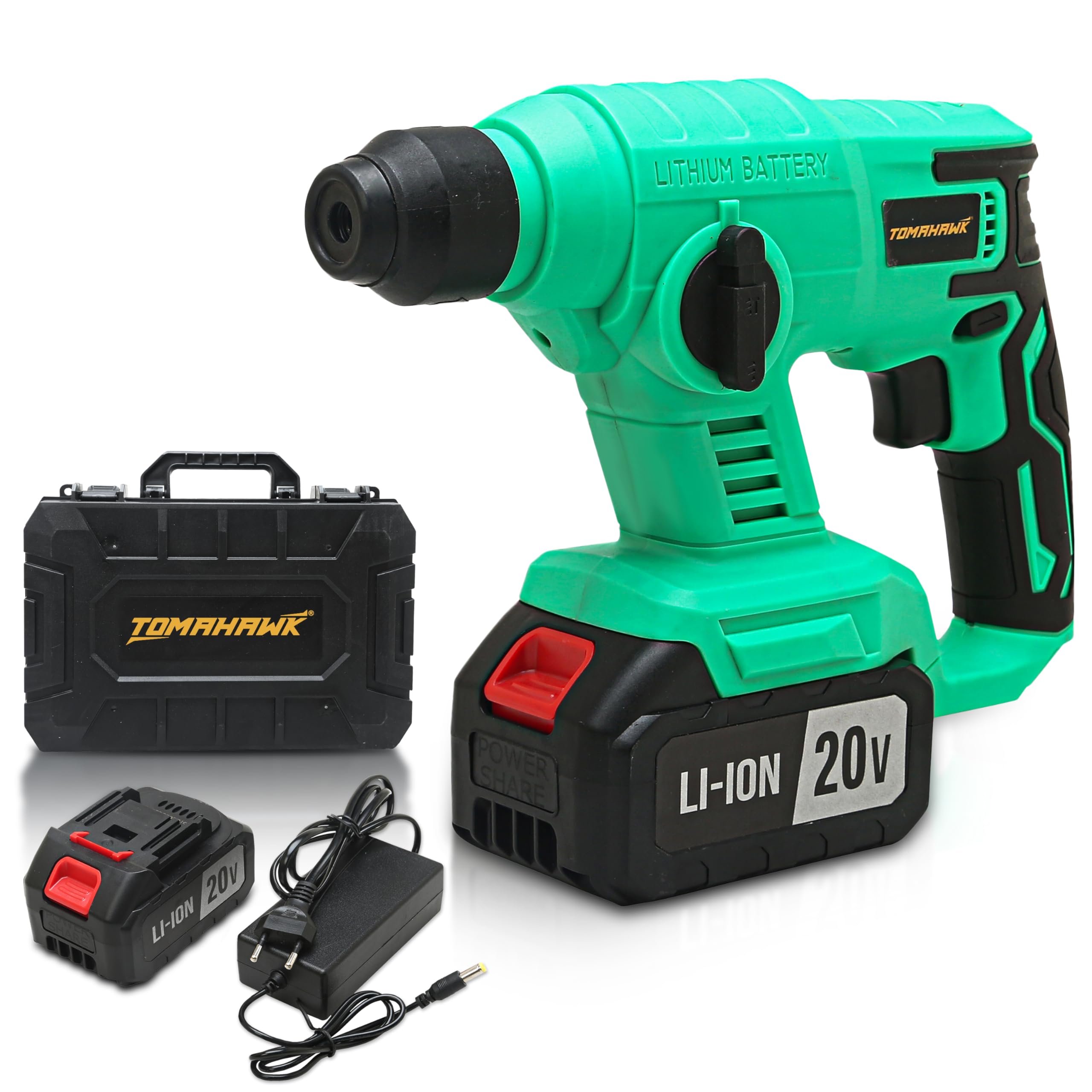 Tomahawk Tcr 218 Cordless Rotary Hammer Drill Machine For Drilling And Chiseling-20V,3.0Ah Battery Reversible Hammer Drill Machine With Drill Bits For Home 1200Rpm,20Mm,Green (B0D1G7CFTJ) Amazon Price History, Amazon Price Tracker
