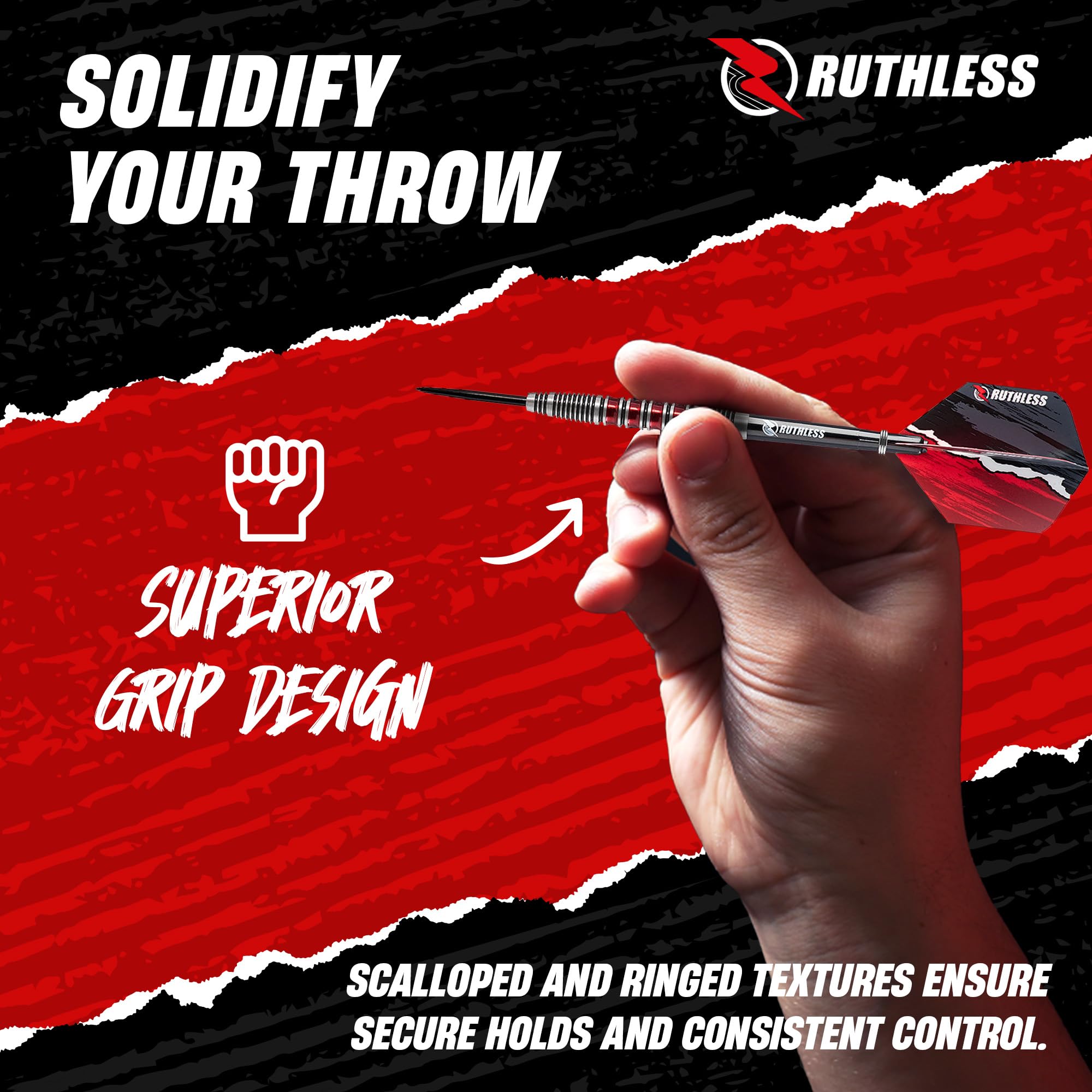RUTHLESS Red Falcon - Set di freccette professionali in tungsteno, 22 g e 24 g, con alette e steli