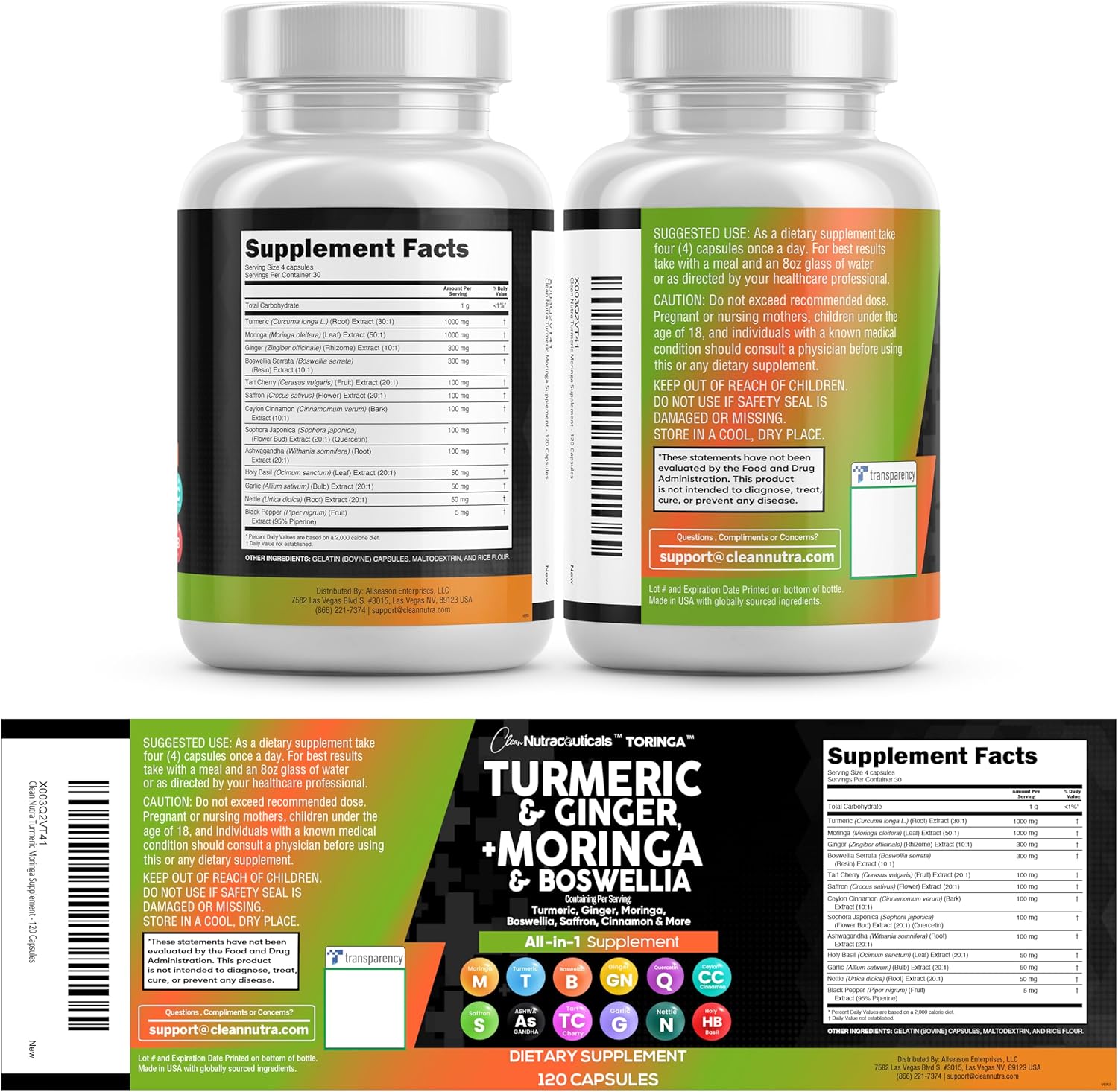 Turmeric Moringa Supplement | Ginger Boswellia Saffron - Supplement for Women and Men with Ceylon Cinnamon, Tart Cherry, Quercetin Garlic Nettle Holy Basil - 2Pack - Image 8