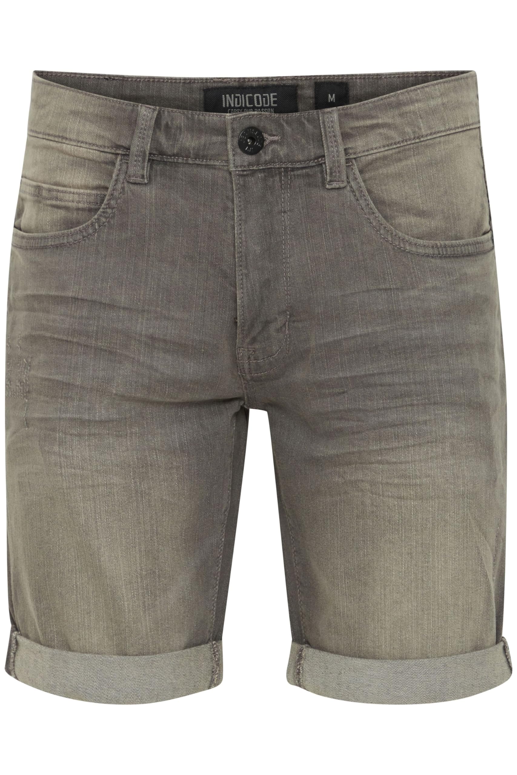 Indicode IDQuentin Herren Jeans Shorts Kurze Denim Hose im Stretch Eingriffstaschen Destroyed-Optik Baumwollmischung Regular fit