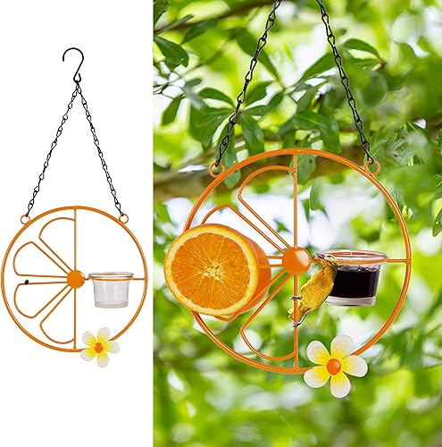 Miniatura 9 de FORUP Paquete de 2 comederos para pájaros de Oriola para exteriores, jalea de Oriola de fruta naranja y naranjas, jardín al aire libre colgante de