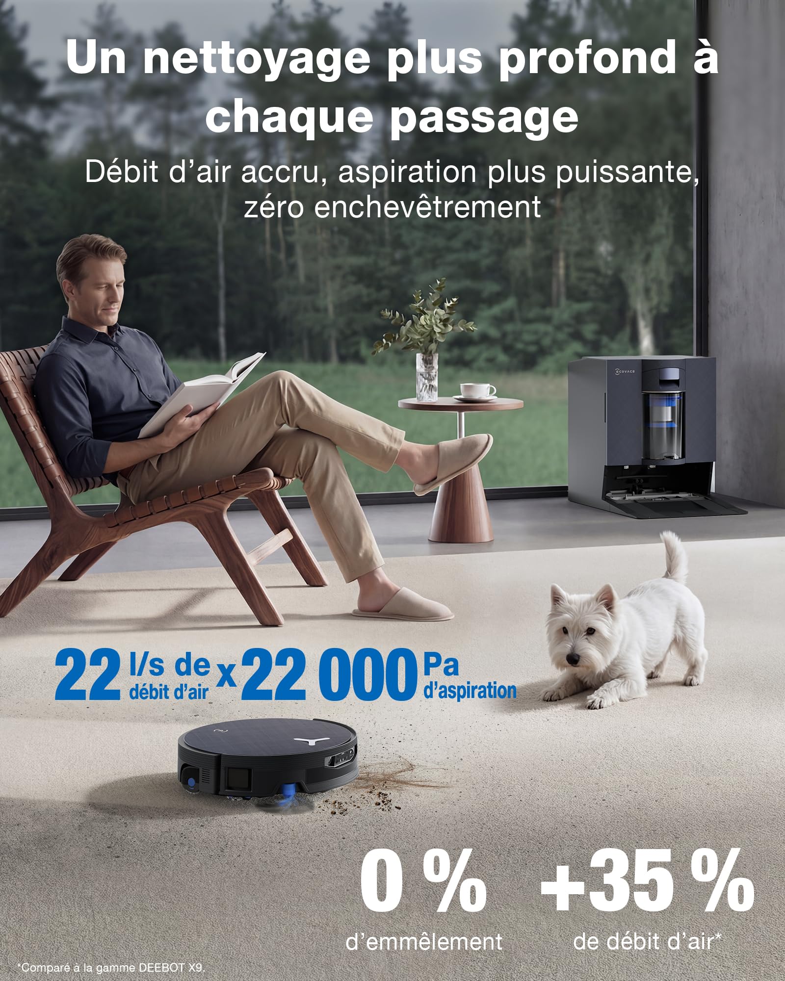 ECOVACS X12 OmniCyclone Care Complete Aspirateur Robot, Blast, 22000 Pa, pré-Dissolution des Taches FocusJet, PowerBoost, OZMO Roller 3.0, Rouleau Extensible, vidage Automatique PureCyclone 2.0