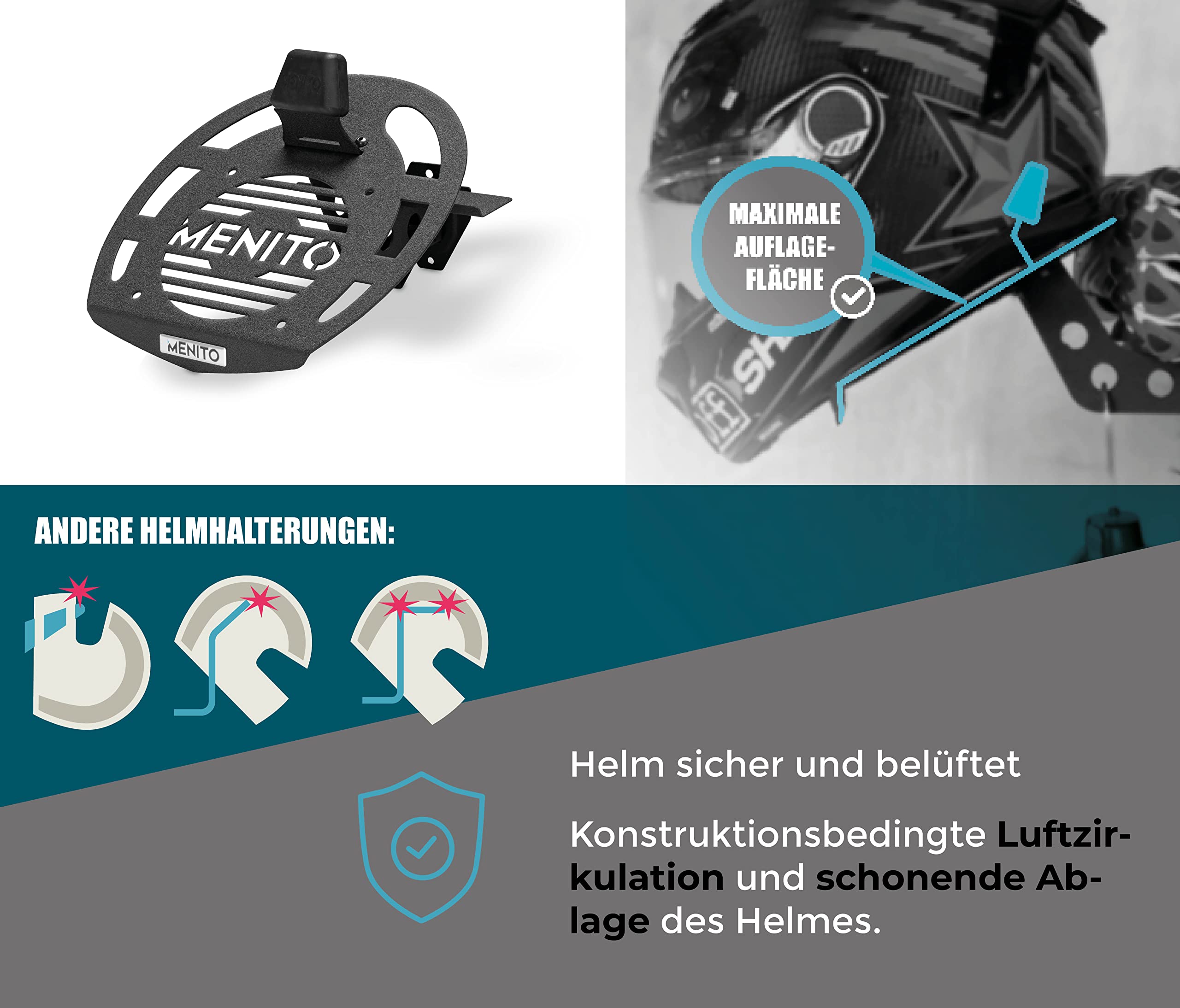 Basic Helmet Rack | Helmhalterung | Motorrad-Garderobe | Wandhalterung für Motorradbekleidung