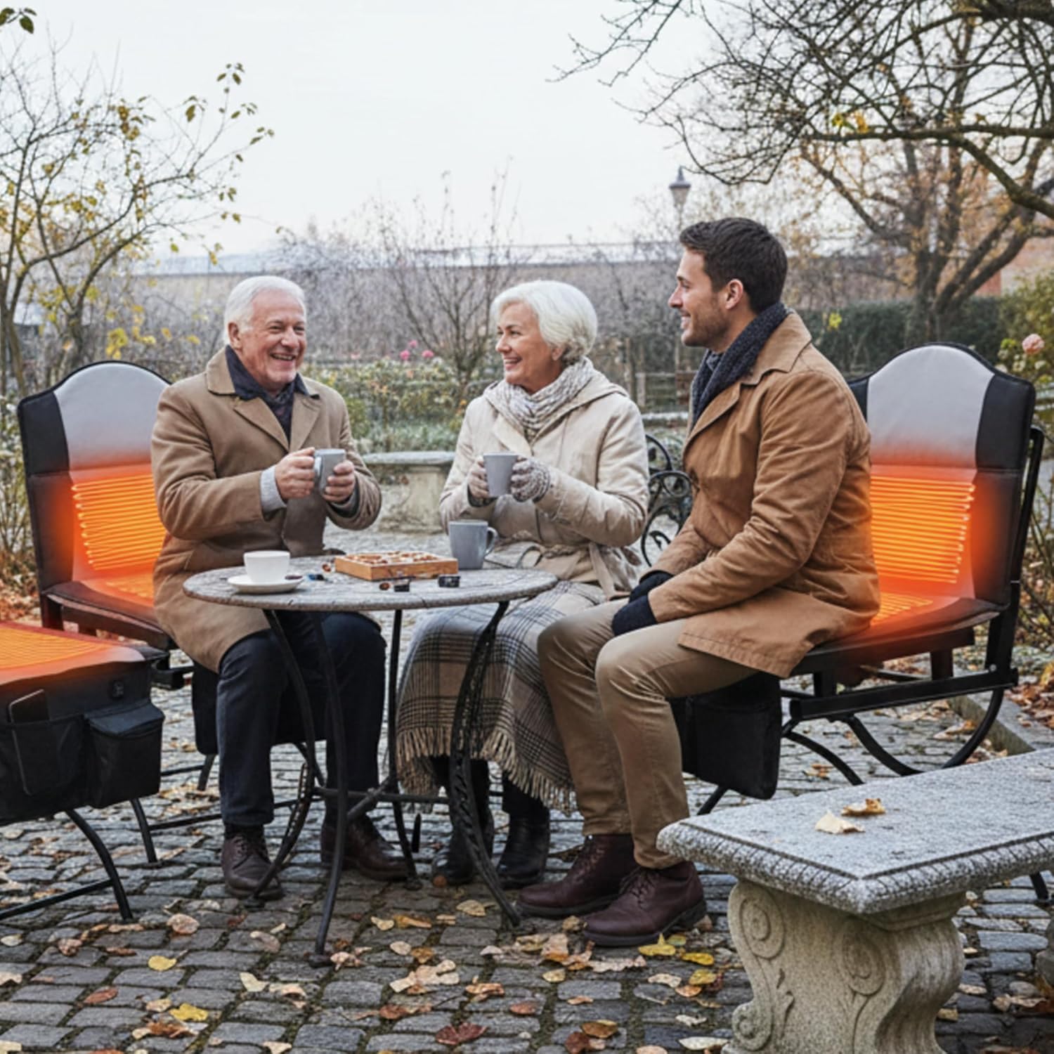 tegeme heated stadium seats for bleachers with back support, double heated bleacher seat with backrest, portable foldable wide chair with large pockets for outdoor sports, no power banks black 2