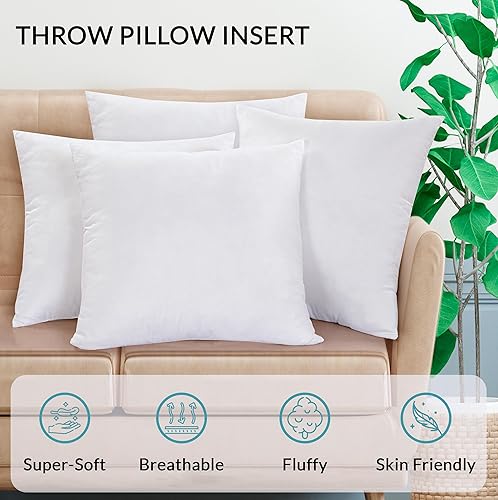 Miniatura 4 de ROYALE LINENS 1 relleno de almohada de 12 x 12 pulgadas, almohada cuadrada, almohada para cama y sofá, inserto de almohada decorativa, cojín