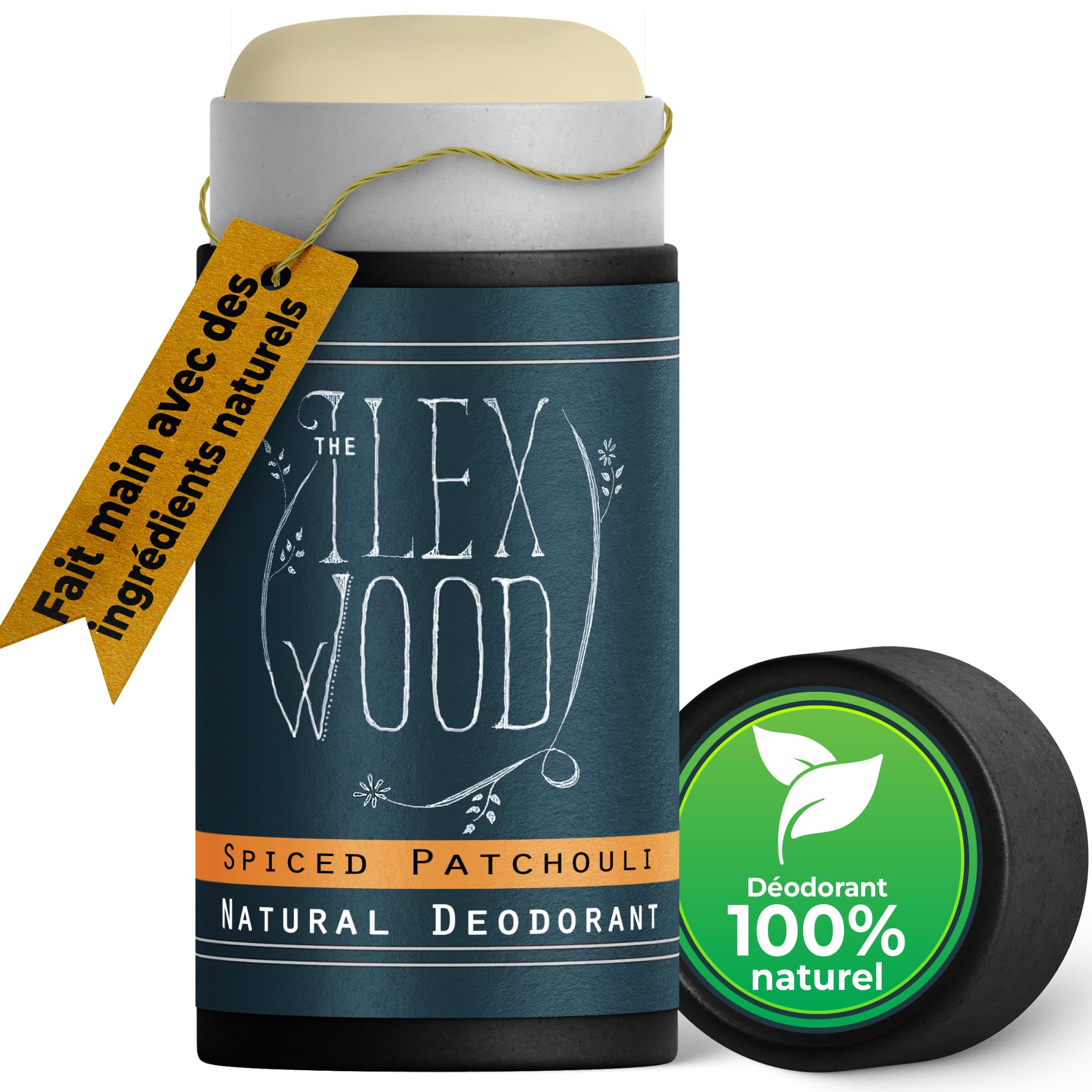 The Ilex Wood - Déodorant naturel boisé au patchouli épicé - 70 ml. Dans un tube en carton écologique, végétalien, sans plastique, sans alcool, sans toxines, sans sels d'aluminium et sans cruauté