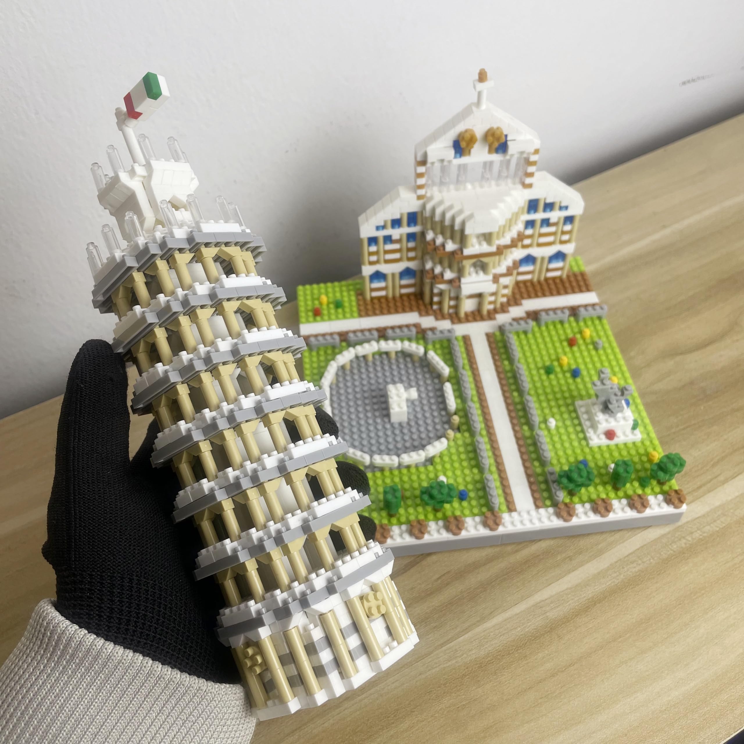 Torre Inclinada de Pisa en Bloques Micro Mini - Juego de Construcción a Escala 8.7" para Adultos, Juguetón Educativo de Stem para Adolescentes y Adultos (más de 1700 Piezas)
