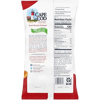 Cape Cod Less Fat Sweet Mesquite Barbeque Chips, 7.5 Oz Bag