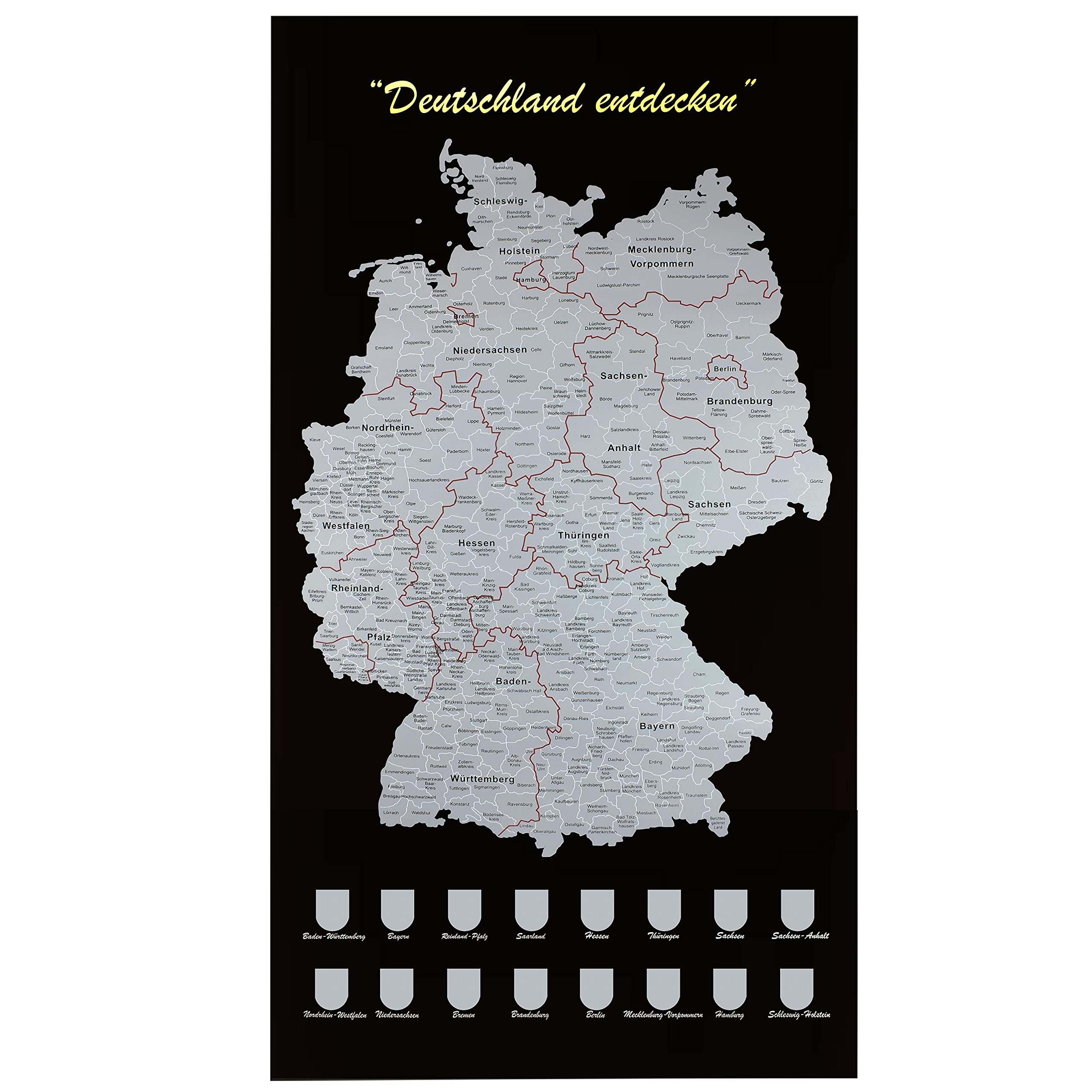 Scratch Rubbelkarte Deutschland: Scratchkarte, Rubbelkarte Deutschland. Einfach freirubbeln, wo man schon gewesen ist, auch sehr schön als ... - und Urlaubsziele in Deutchland frei