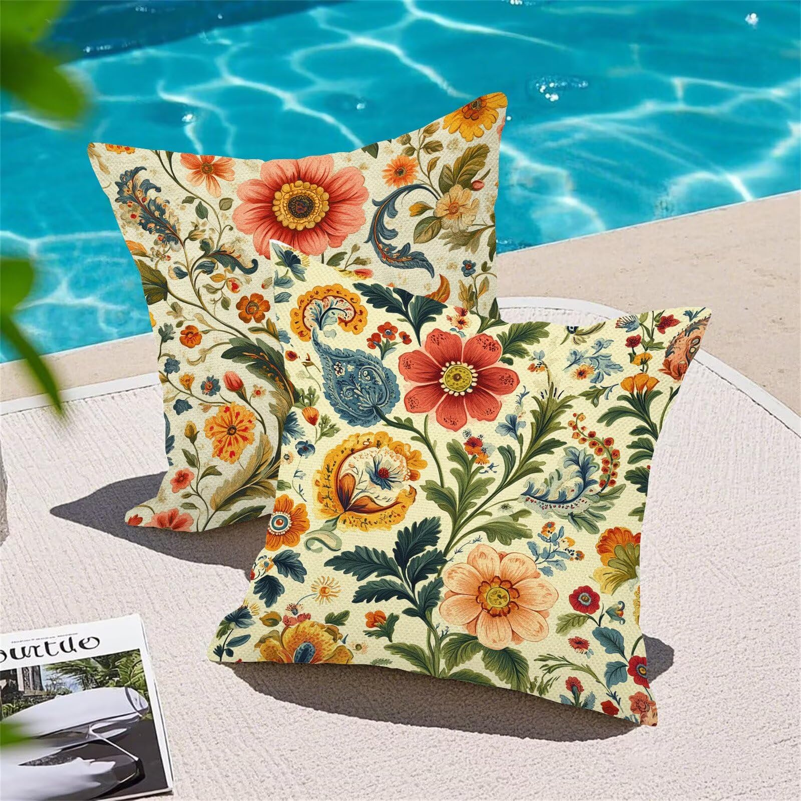 Juego de 4 Fundas Cojines Rural Flores (15) 45 x 45 cm Fundas Cojines, Decoración Moderna Cojin Exterior, para Sofá salón Coche Cama Sillas Decoración, Cuadrado Terciopelo Sofá Cojín Exterior m-485