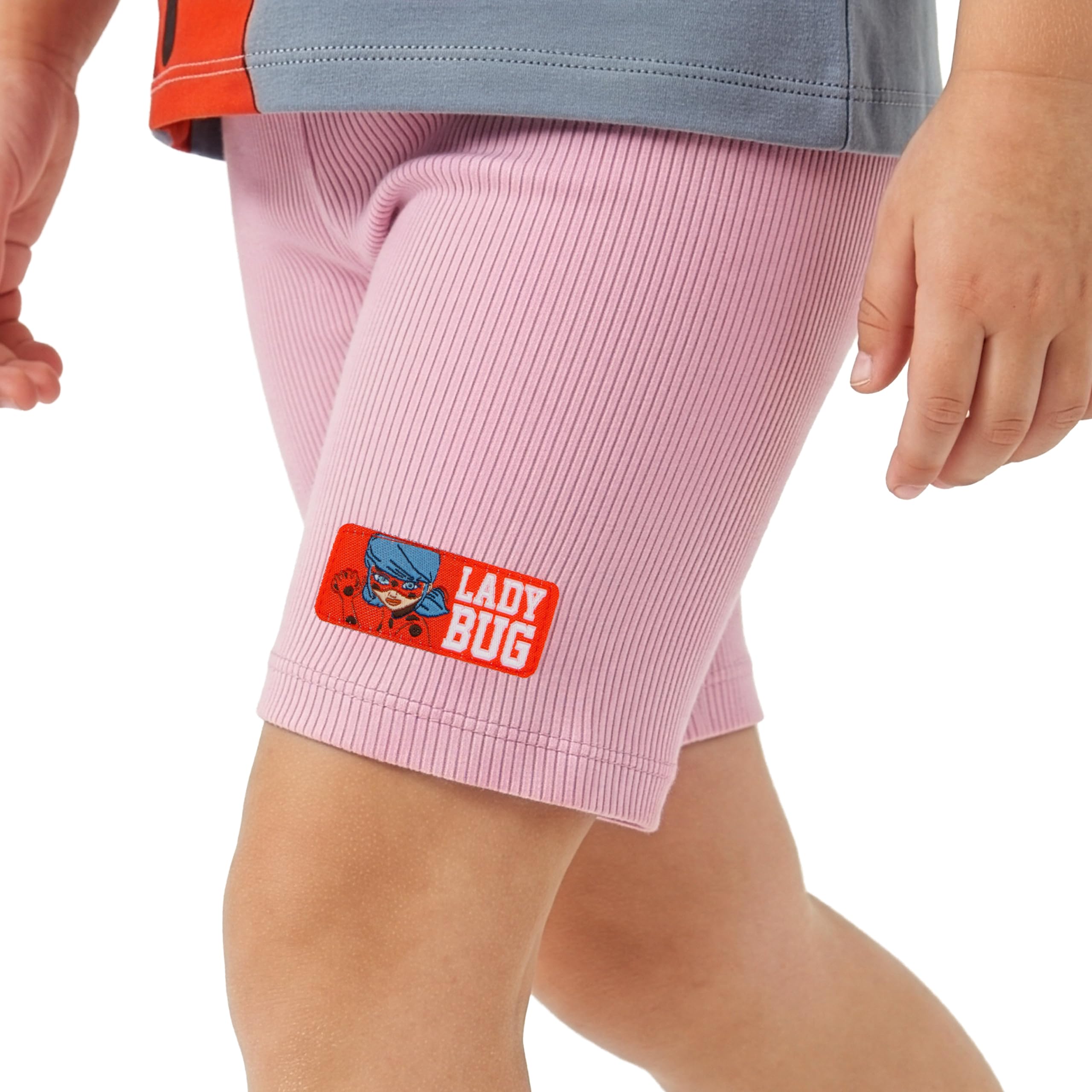 Miraculous Tshirt Mädchen und Shorts Set, sommerliche Outfit für Mädchen mit Ladybug Glitzerdetail
