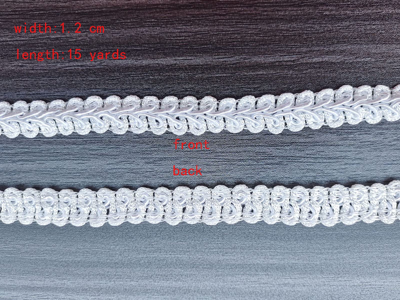 49 Yards White Gimp Braid Trim – 1/4 Inch Woven Polyester Ribbon For DIY Curtains & Sewing Crafts-380884