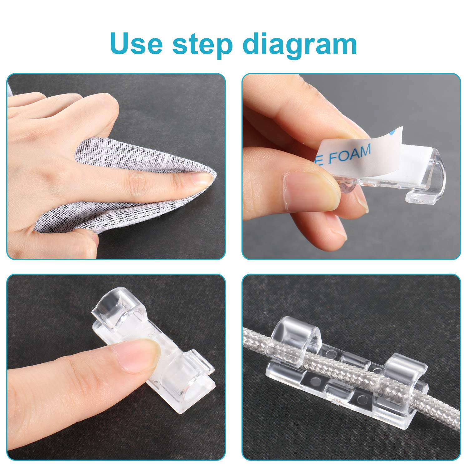 100 Pieces Mini Outdoor Cable Clips Light Clips Decoration Clips Self Adhesive Hooks