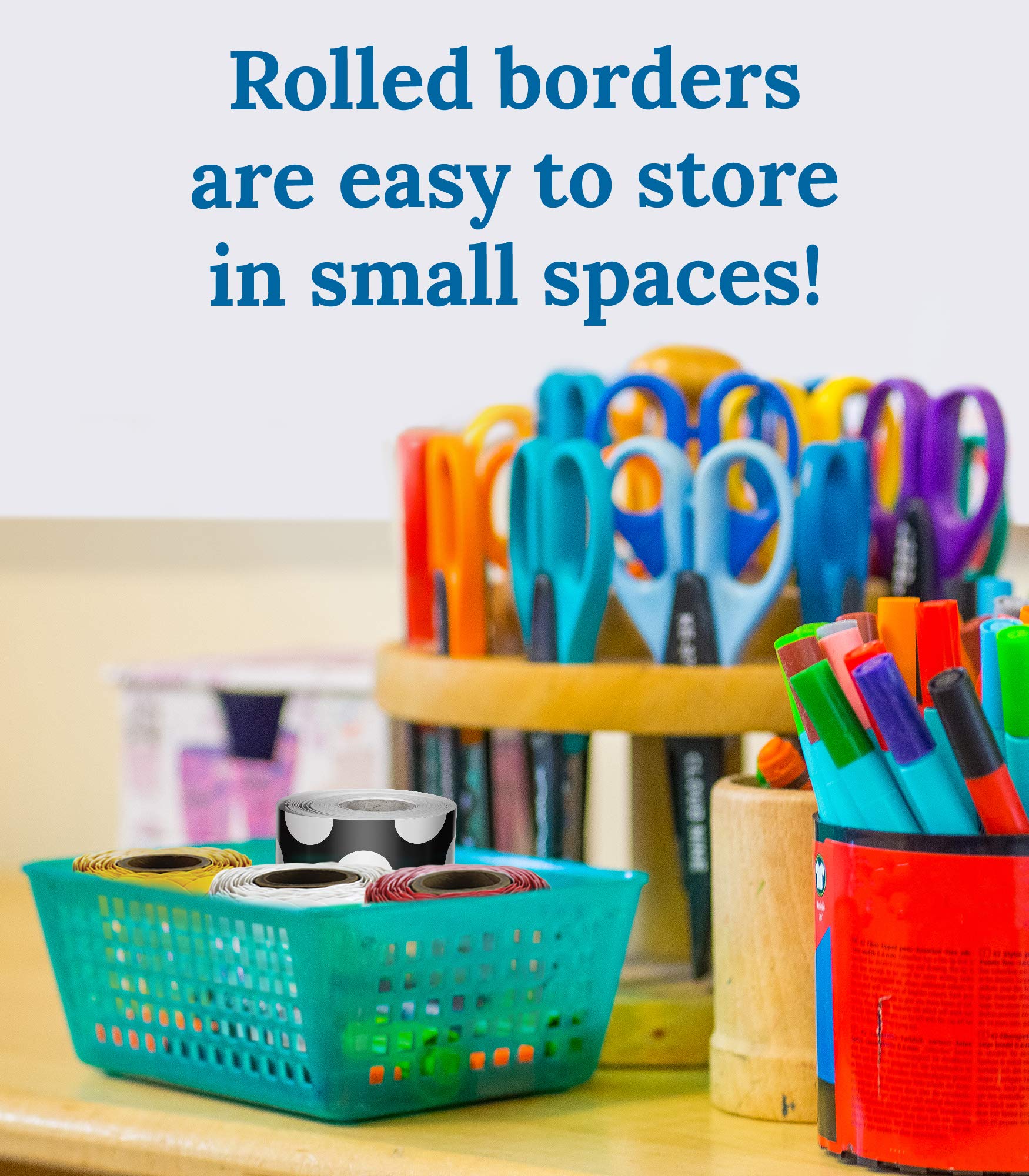 Schoolgirl Style Straight Polka Dot Bulletin Board Border—Rolled Black