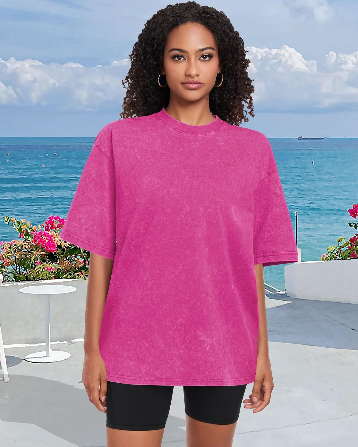 Oversized Tshirts for Women Short Sleeve Vintage Washed Basic Cotton Tees |  Oversized Casual Loose Crewneck Tops for Summer Acid Wash Streetwear Daily Fit 2026 thumbnail