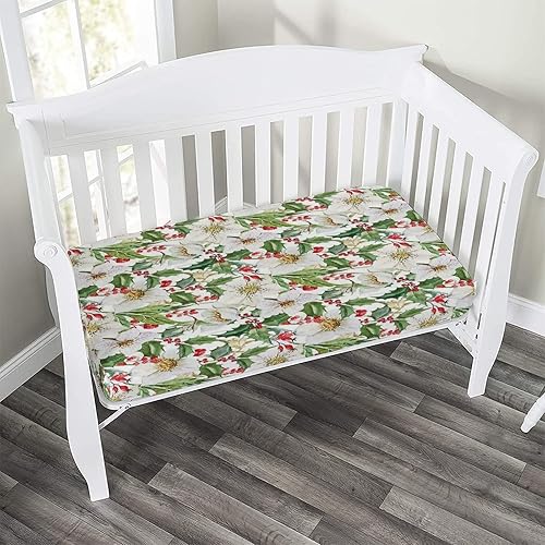 Sábana bajera decorativa para cuna, de microfibra ajustable en acuarela, para bebés y niños pequeños, 28 x 52 pulgadas, estampado floral de Pascua