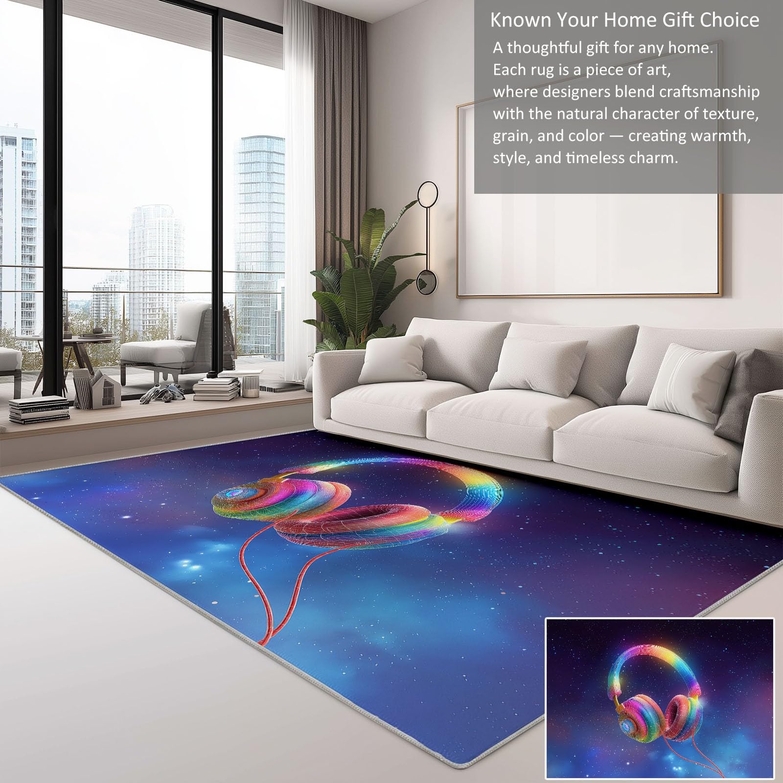 Nowoczesny dywan słuchawki gwiaździste niebo wszechświat 160 x 230 cm, z antypoślizgową podstawą z TPR gumowa uszczelka dywaniki dekoracyjne wycieraczki, na podłogi zewnętrzne i wewnętrzne wejście