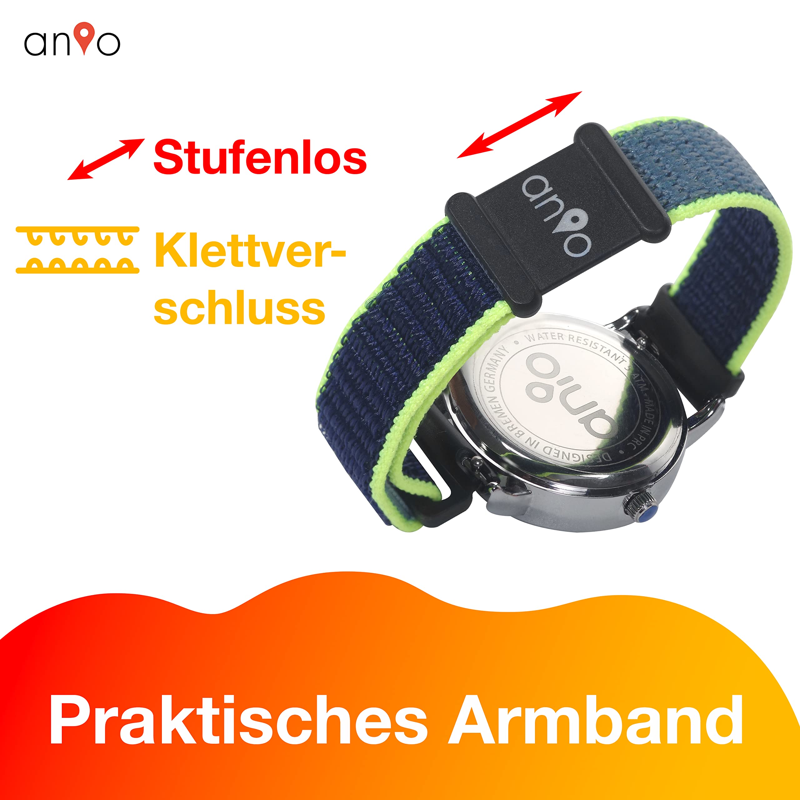 Anio3 Armbanduhr Kinder Lernuhr - Kinderuhr zum Lernen der Uhrzeiten ab 6 Jahre, wasserdicht bis 5 bar, Kinderuhr für Jungen und Mädchen