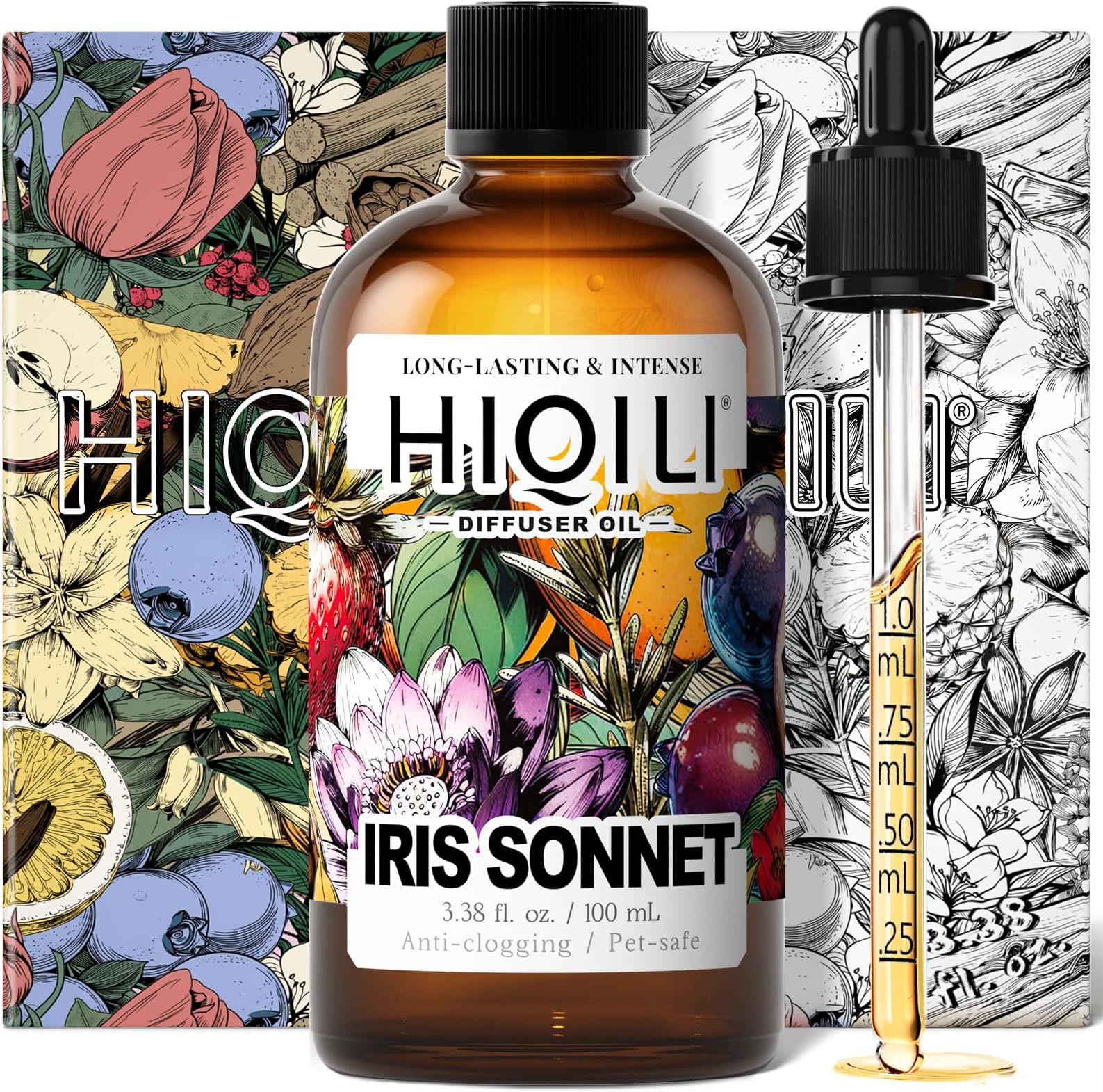 HIQILI Iris Sonnet Diffuser Oil, Elegant Floral Fruity Scent, Water Soluble for Car Air fresheners, Reed Diffuser, Relaxing & Cozy - 3.38 Fl Oz