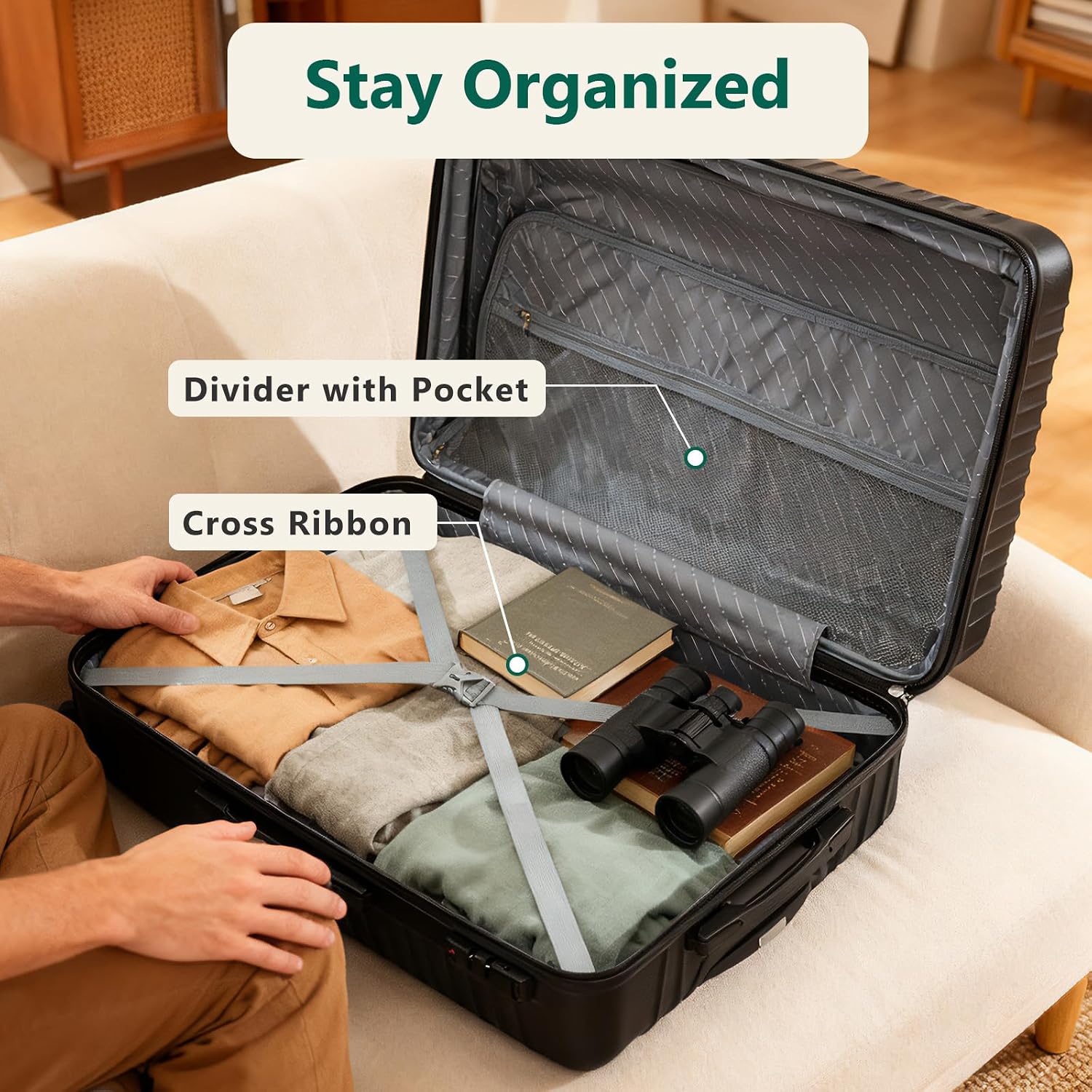 Luggage Sets 3 Piece, ABS Hardside Suitcase Set (20/24/28) with Spinner Wheels, TSA Security Lock, Airline-Approved Carry-On & Lightweight Large Checked Luggage for Business, Travel, Family Vacations