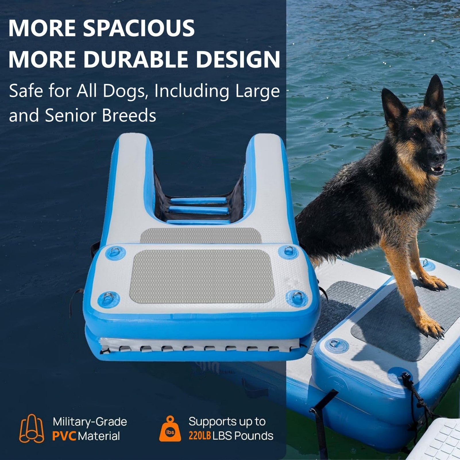 Scaletta portatile per cani con supporto antiscivolo in EVA per un'uscita sicura da barca, piscina, bacino, lago