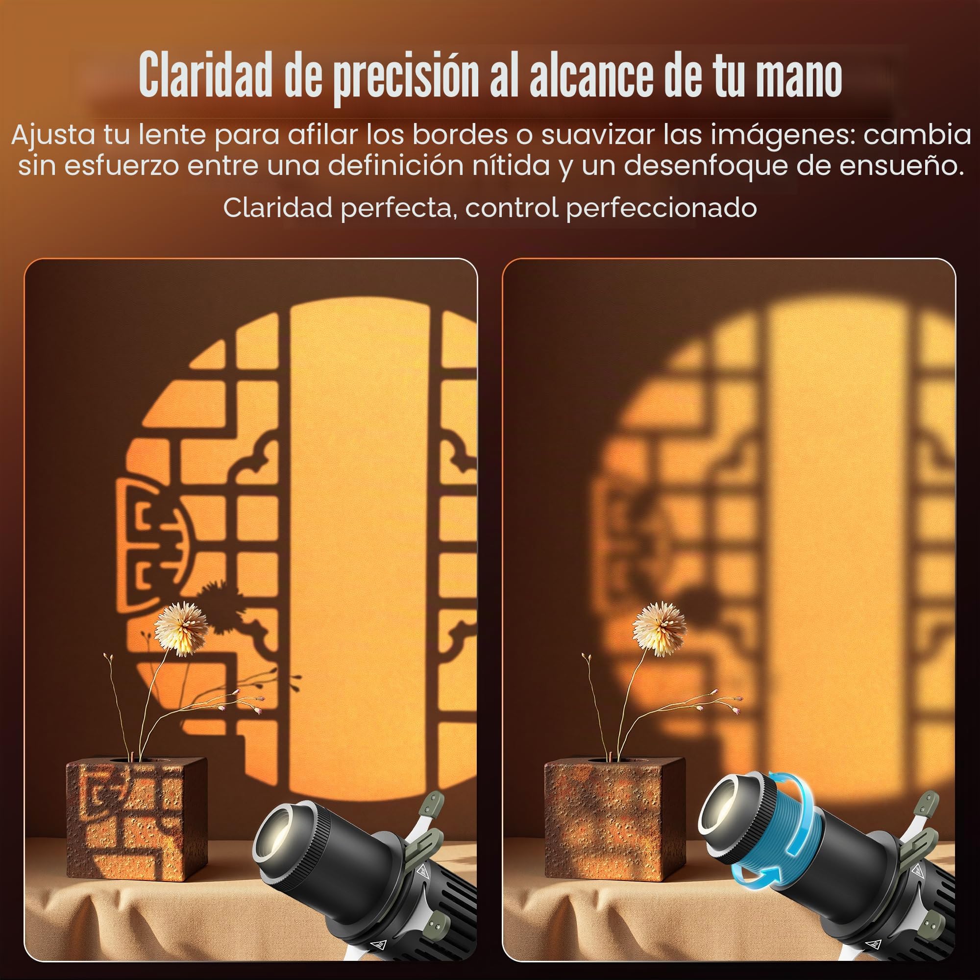 ZHIYUN Mini Foco (Montura ZY) Kit de snoot óptico cónico Accesorio para proyector de iluminación de Video para Estudio de fotografía con 10 gobos Formas de Corte Adecuado para X100/X60/CX100/G60/CX50