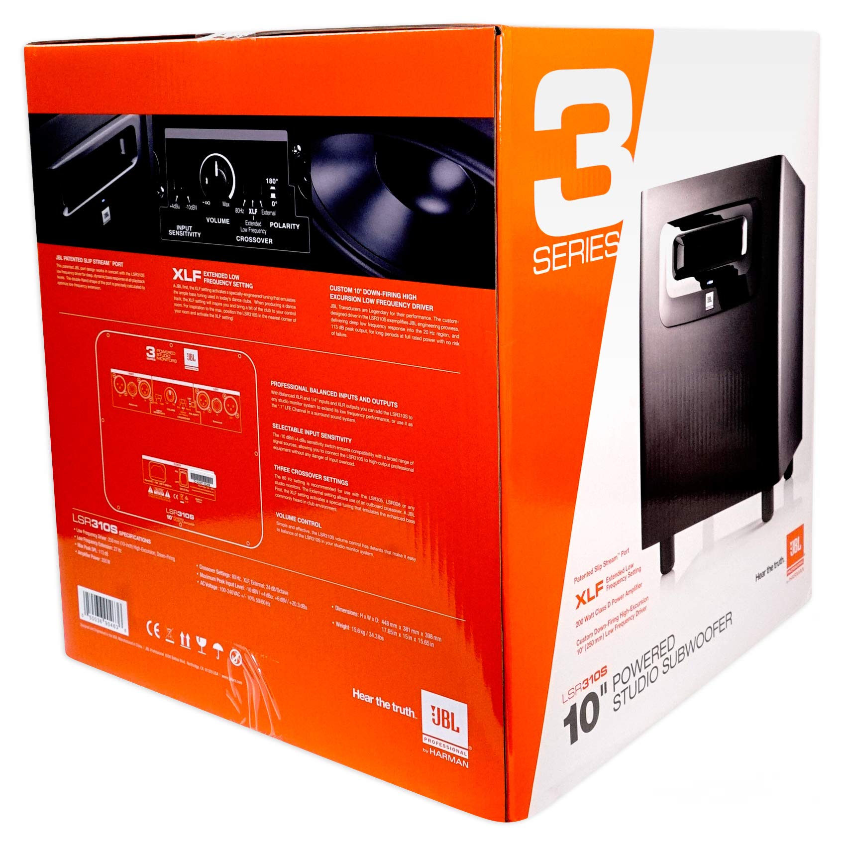 JBL LSR310S Active 10" Powered Studio Subwoofer with XLF