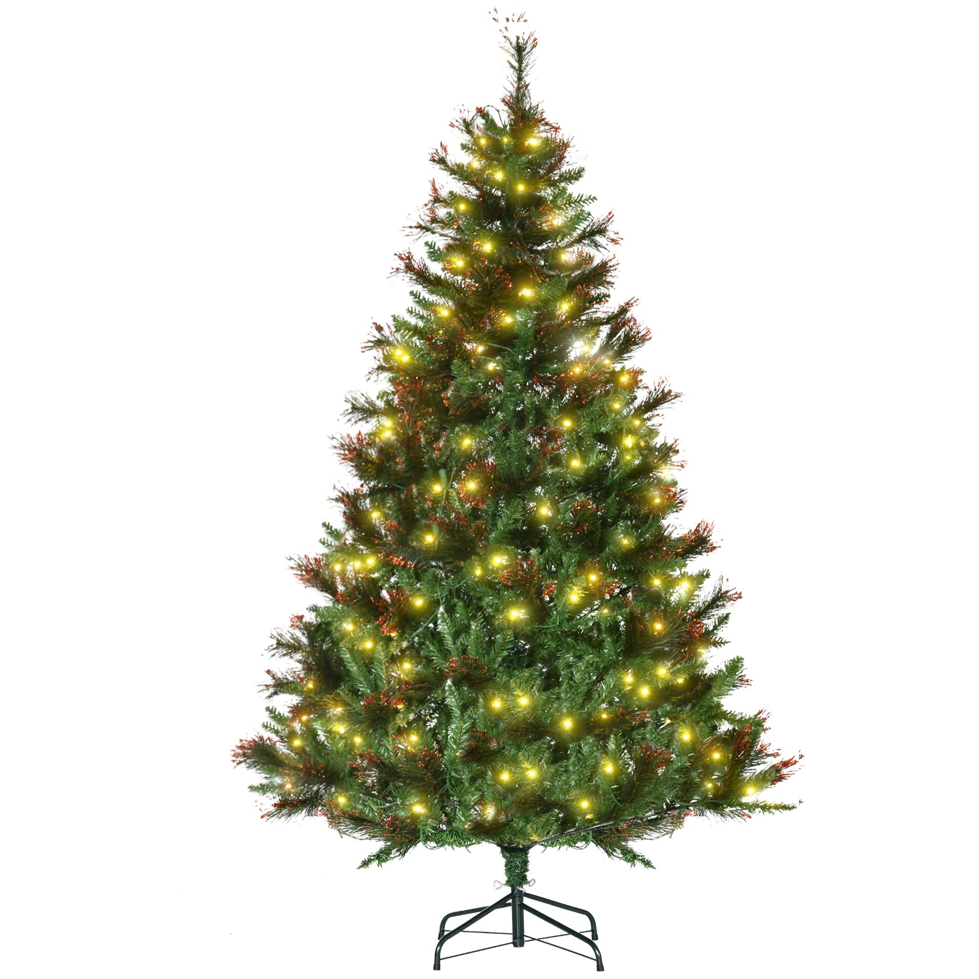HOMCOM 6ft Pre-Lit Artificial Christmas Tree with  Warm White LEDs - Green