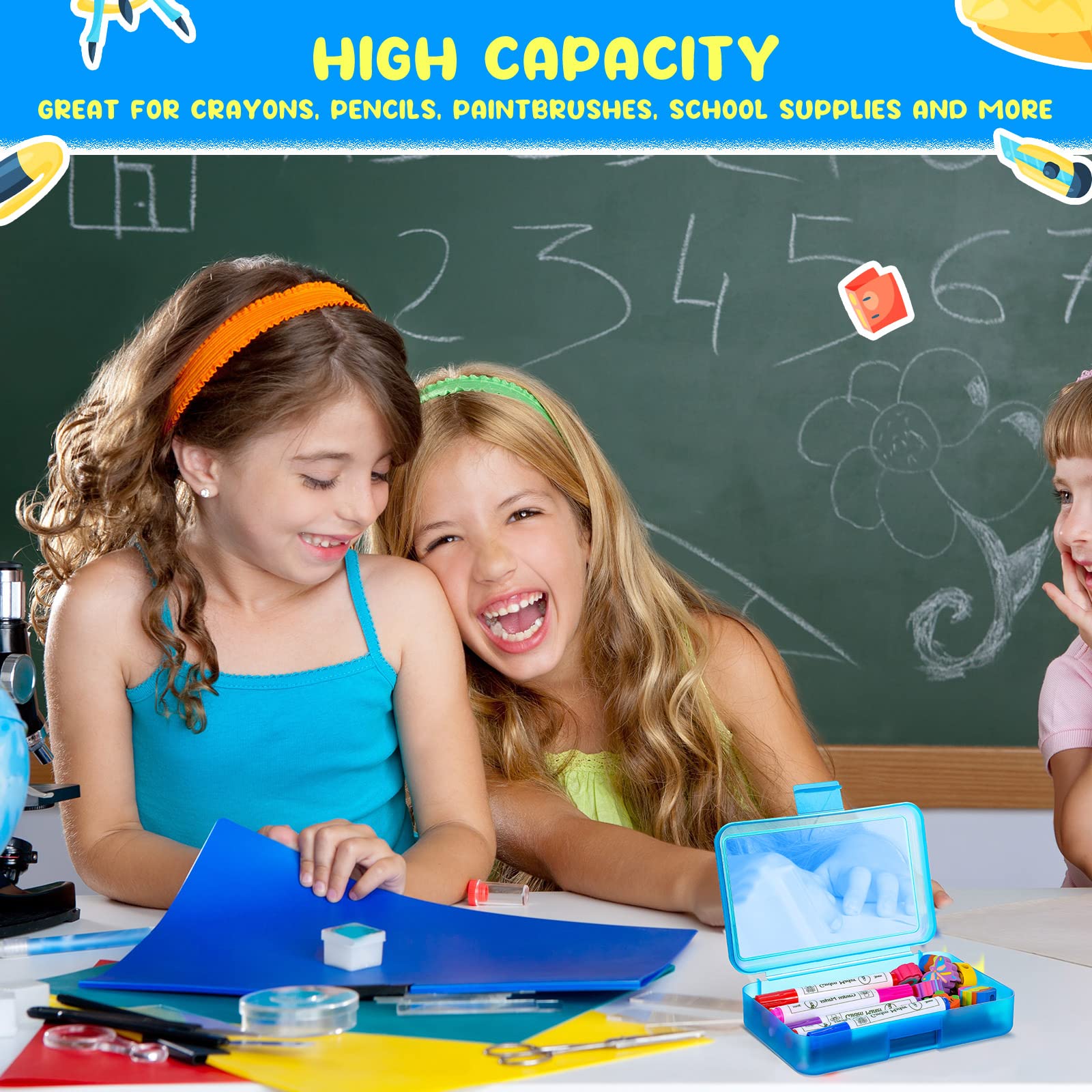 Zhehao 20 astucci in plastica trasparente per matite per bambini, multiuso, in plastica rigida colorata, per ufficio, organizer per pennelli e matite, 5 colori