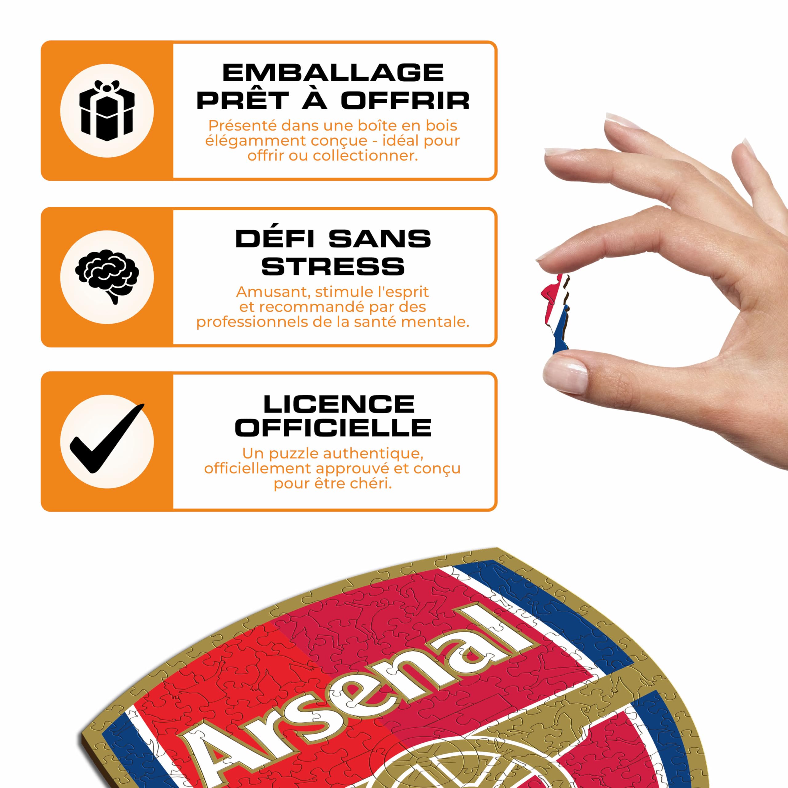 Iconic Puzzles - Arsenal, Logo, Puzzle en Bois sous Licence Officielle, 100% Durable, Cadeau pour Adultes et Enfants, Taille S, 150 pièces