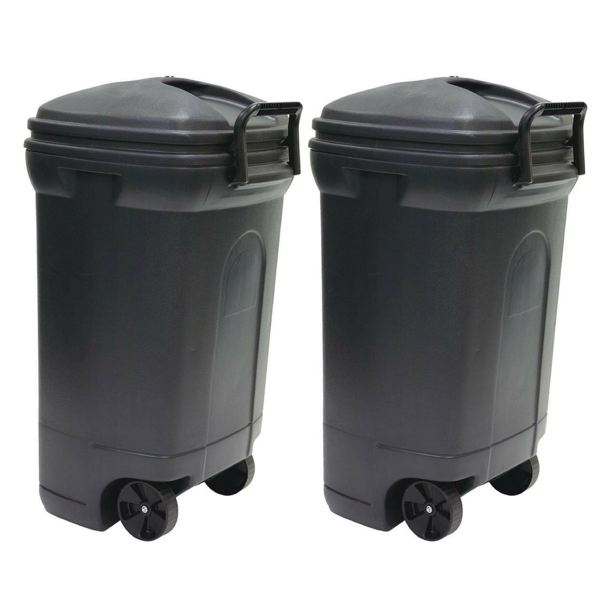 United Solutions 34 Gal. Plastic Wheeled Outdoor Trash Can - 2 Pack