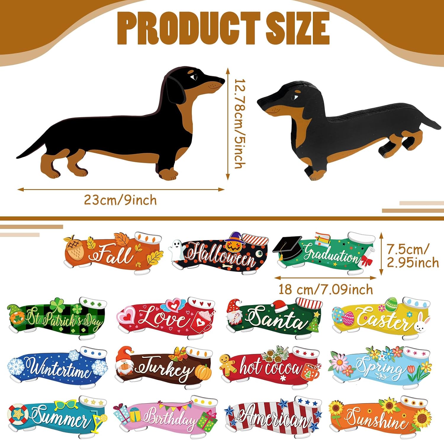 Barydat 16 Pcs Interchangeable Dachshund Table Sign Weiner Decor, Dog image 2