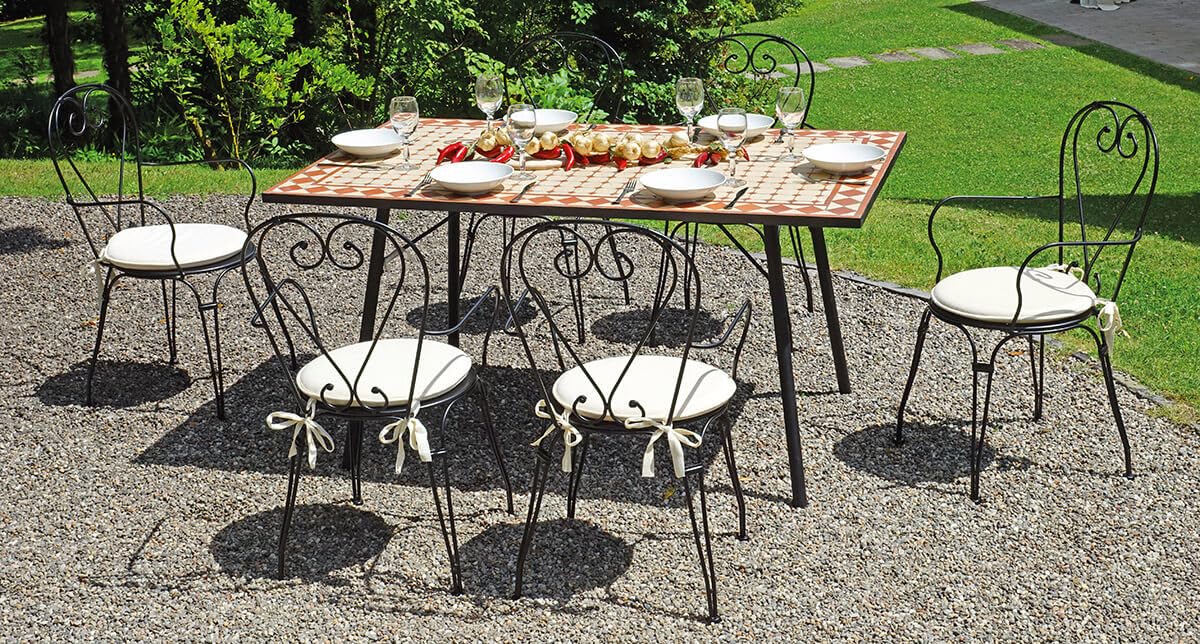 Giordanoshop Tavolo Rettangolare da Giardino 150x90cm in Ferro Vorghini Mosaico