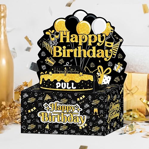 Miniatura 3 de GZDUCK Caja de dinero de cumpleaños para regalo en efectivo, cajas de regalo para dinero en efectivo con extracción para cumpleaños, fiesta de