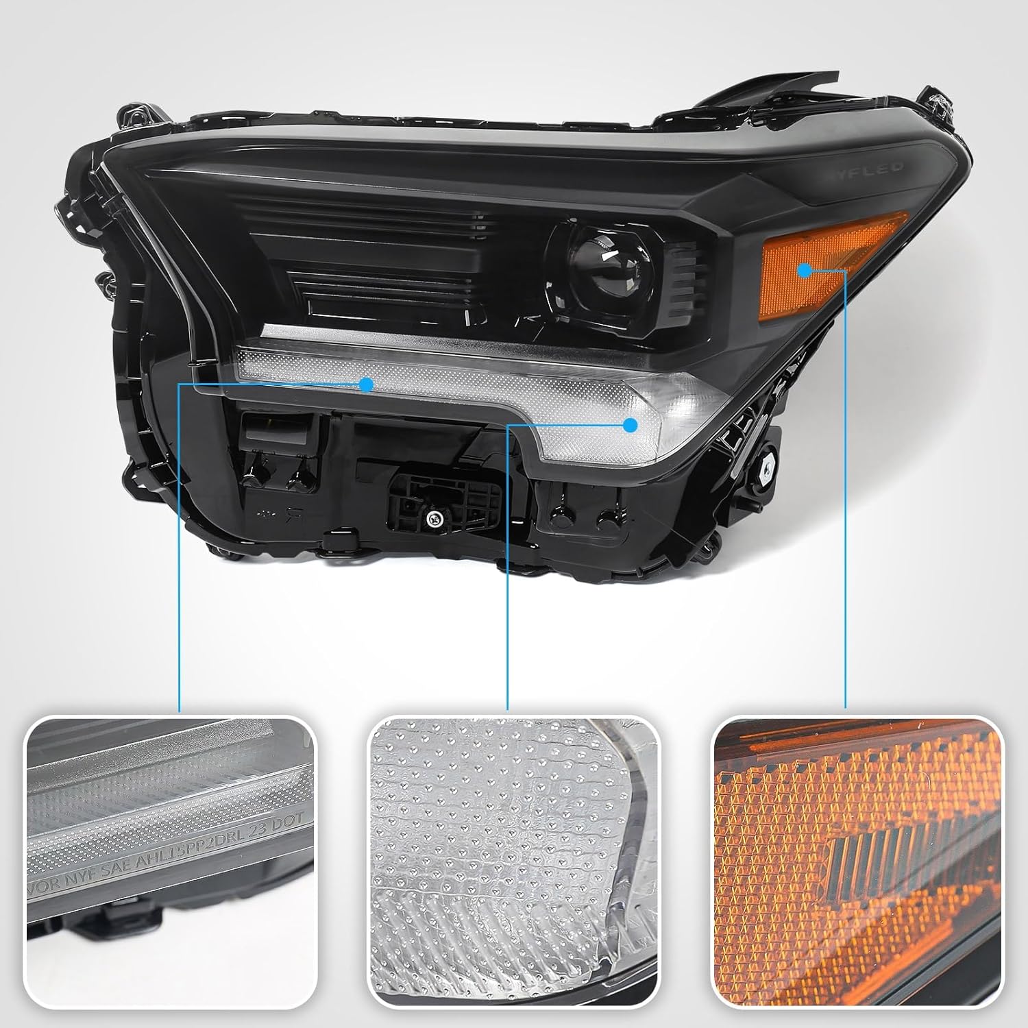 Huray Full LED Headlight for Toyota Tacoma 2024 2025 OE 81150-AK020 Head Lamp Front Light Replacement (Driver Side (Left))