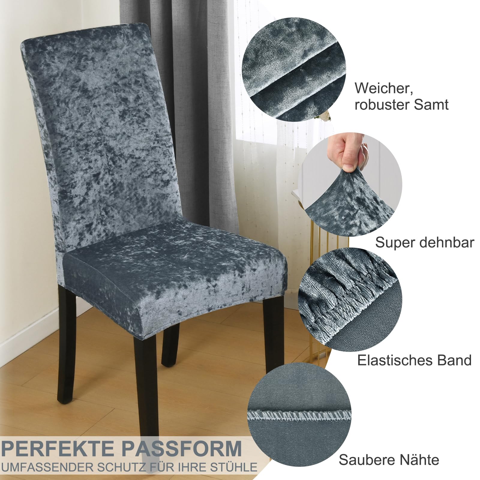 Alishomtll Lot De 6 Housses De Chaise Extensibles, élastiques, Amovibles Et Lavables, Protection Pour Salle à