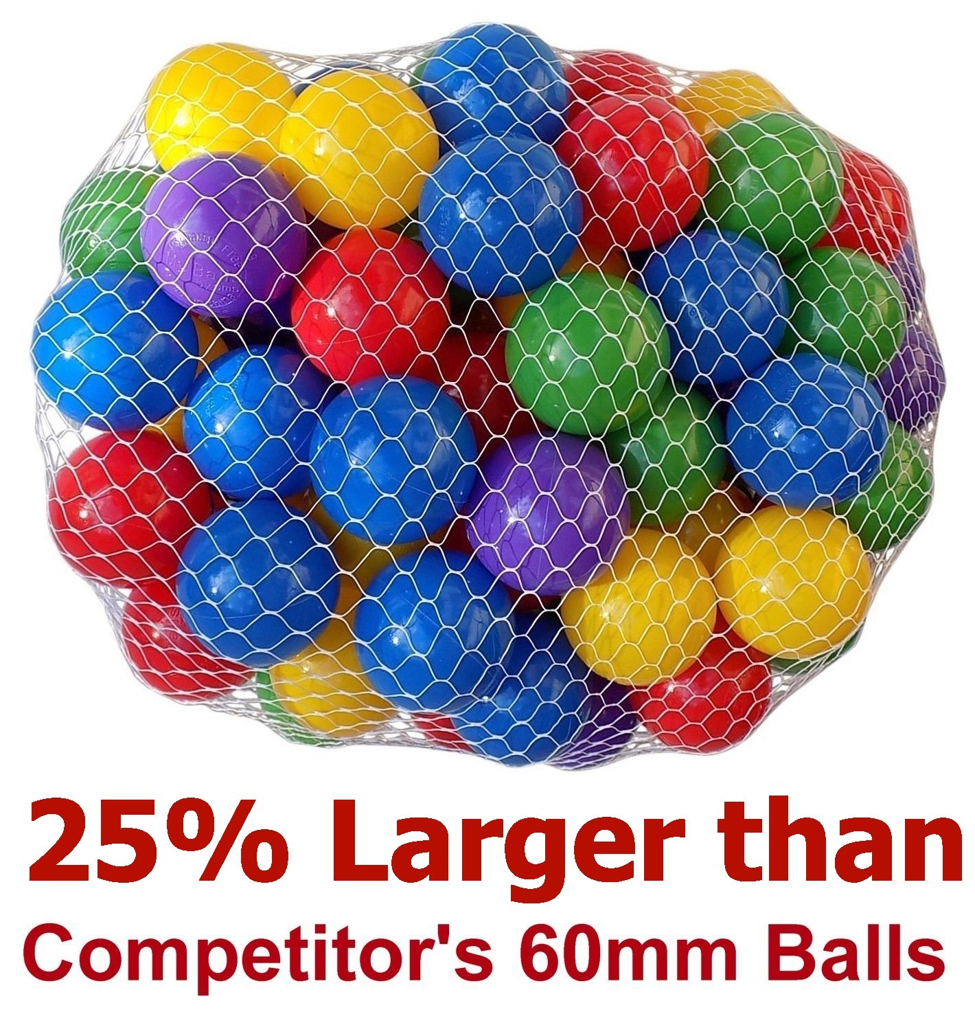 My Balls Pack of 50 Large 2.5" 65mm Ball Pit Balls - 5 Bright Colors; Crush-Proof Air-Filled; Phthalate Free; BPA Free; Non-Toxic; Non-PVC; Non-Recycled Plastic