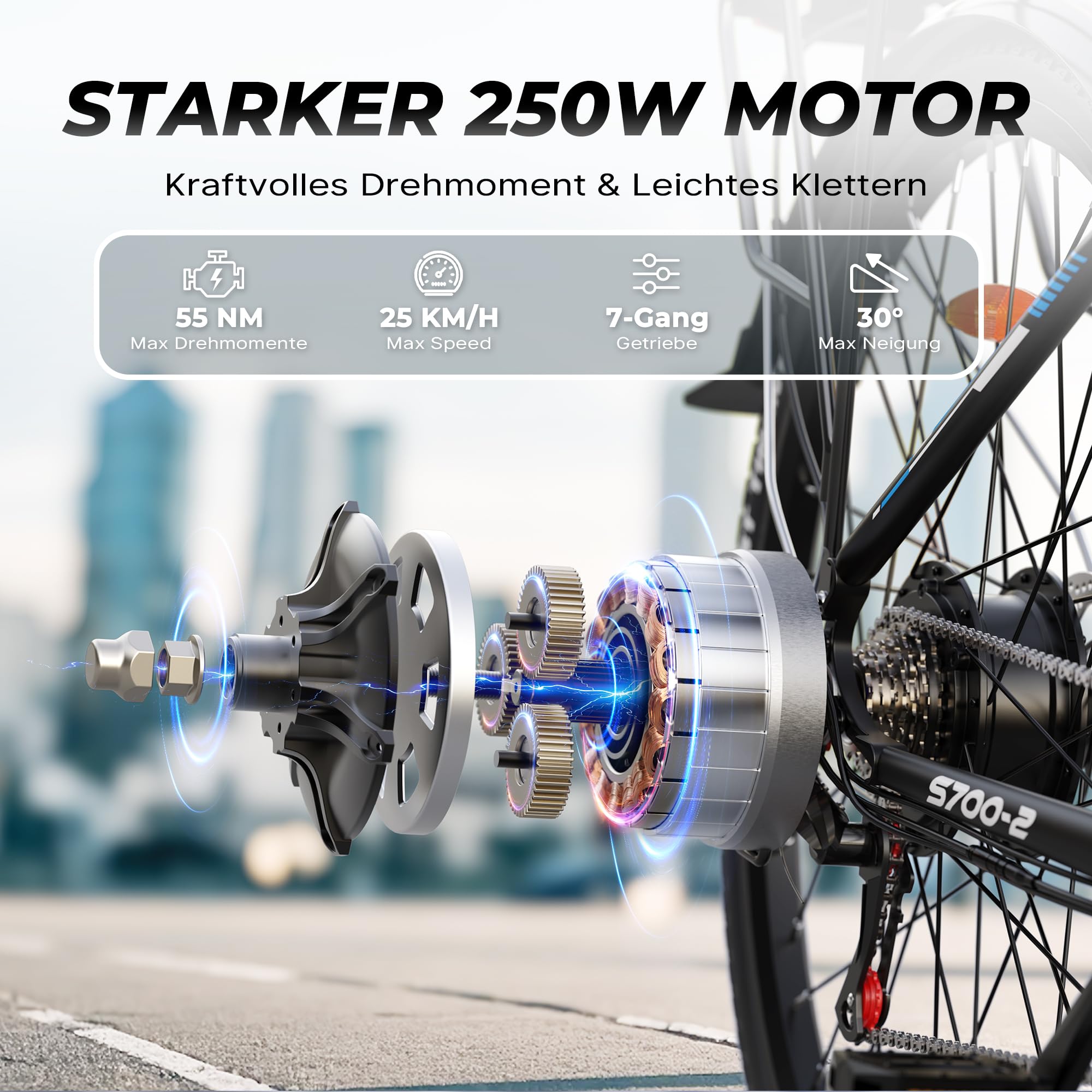 VARUN E Bike, 28 Zoll E-Bike Herren Damen mit 48V 499.2 Wh Akku, Bis zu 100 KM, 250W 55Nm Motor, Elektrofahrrad E-Fahrrad mit 7-Gang, 4 Modi, Tempomat Modus, City Ebike für Pendeln, Trekking