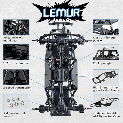 Miniatura 4 de MQ & KUN FMS FCX24 124 Lemur RTR, 4x4 cepillado RC Buggy 8KPH+ RC Monster Baja Truck todo terreno todoterreno RC Rock Crawler para adultos, incluye