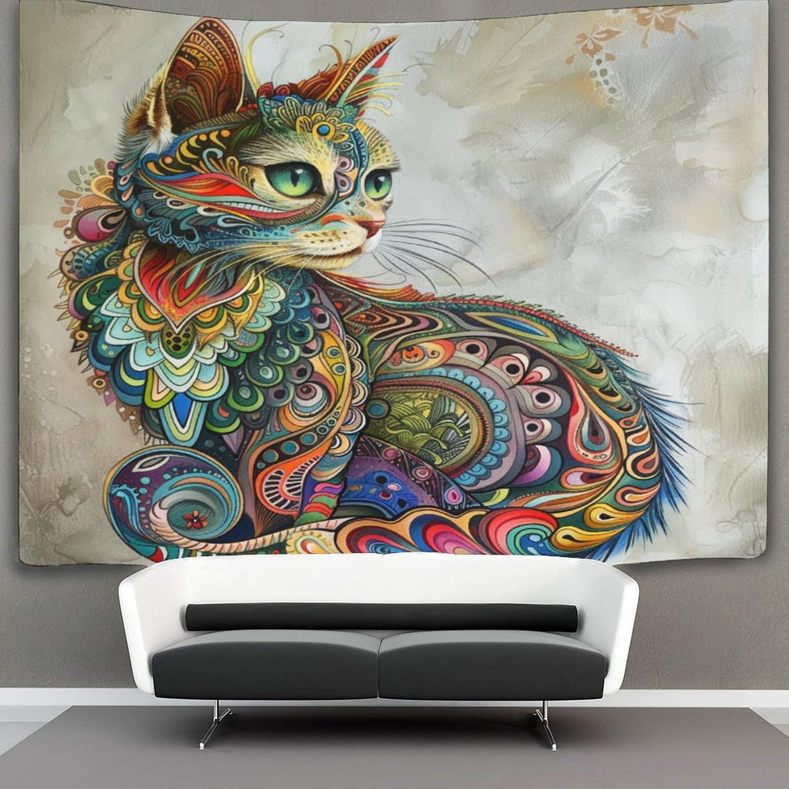 kaiyun Coloring Cat Tapestry Animal Tapestries 3D Wall Hanging Home Decorations for Room 180cmx230cm