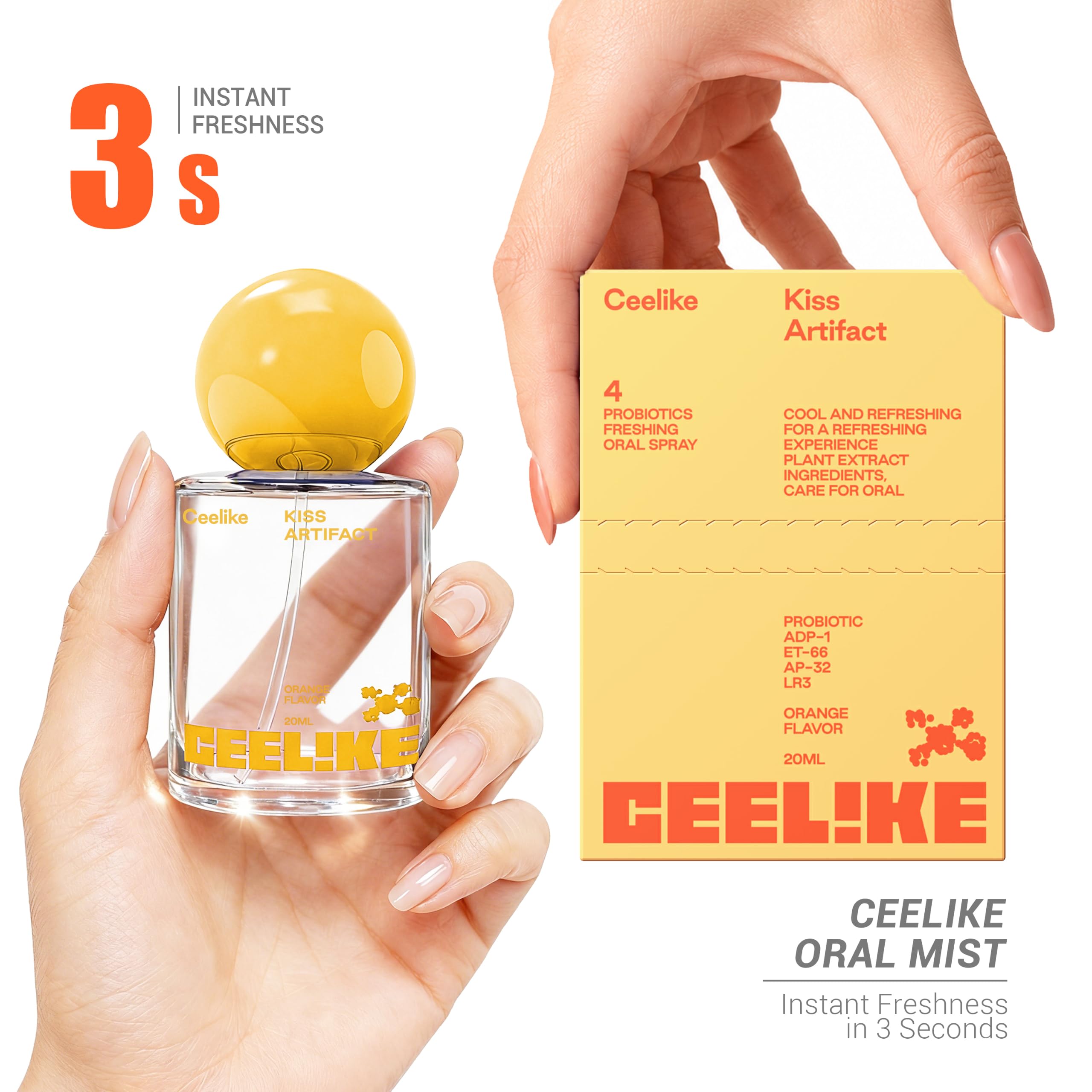 Mundspray – frischer Atem, duales Kühlerlebnis und praktisches Design für unterwegs – perfekt für erfrischenden Atem überall und jederzeit (Orange, 1 Stück)