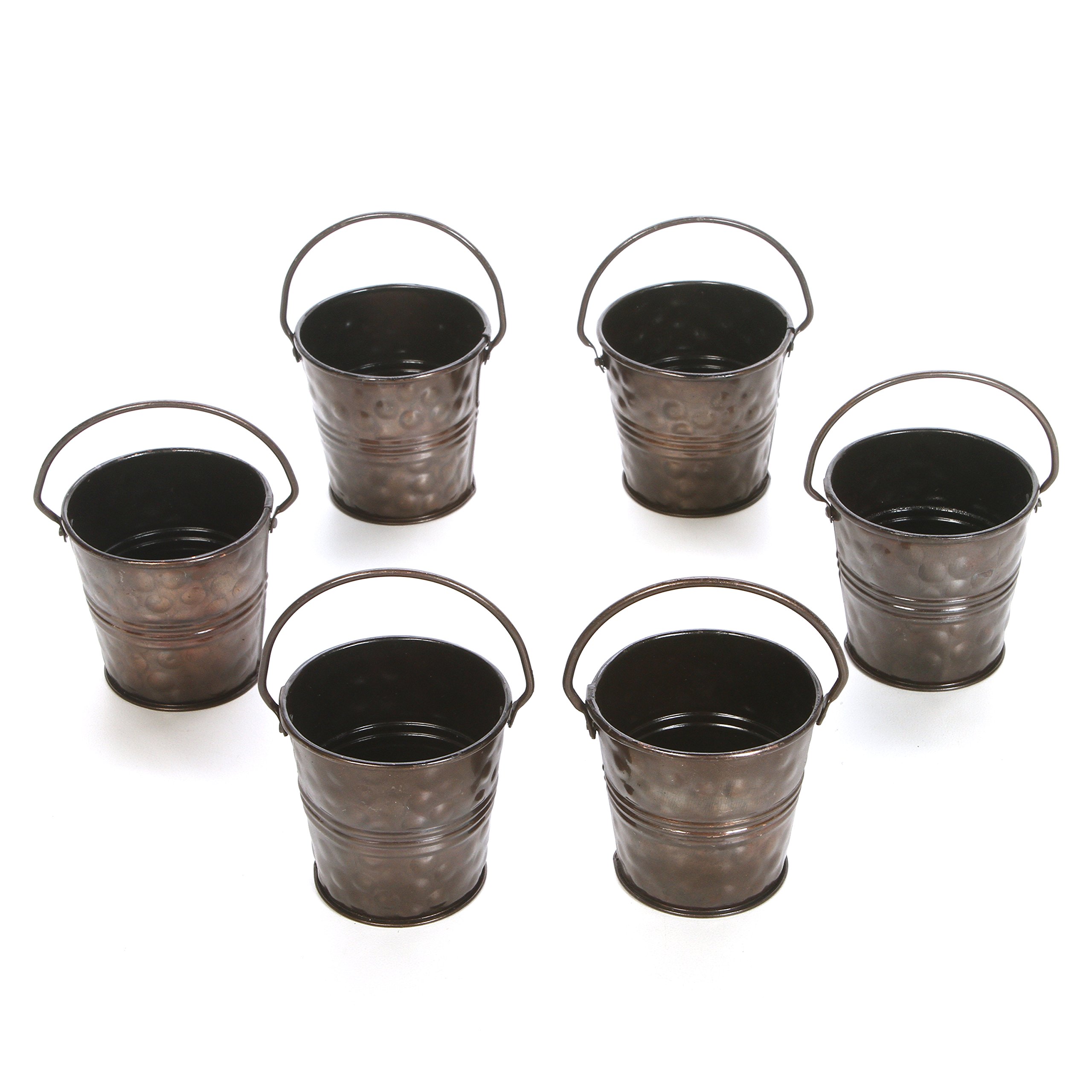 Snapklik.com : Hosley Antique Bronze Mini Metal Bucket Planters