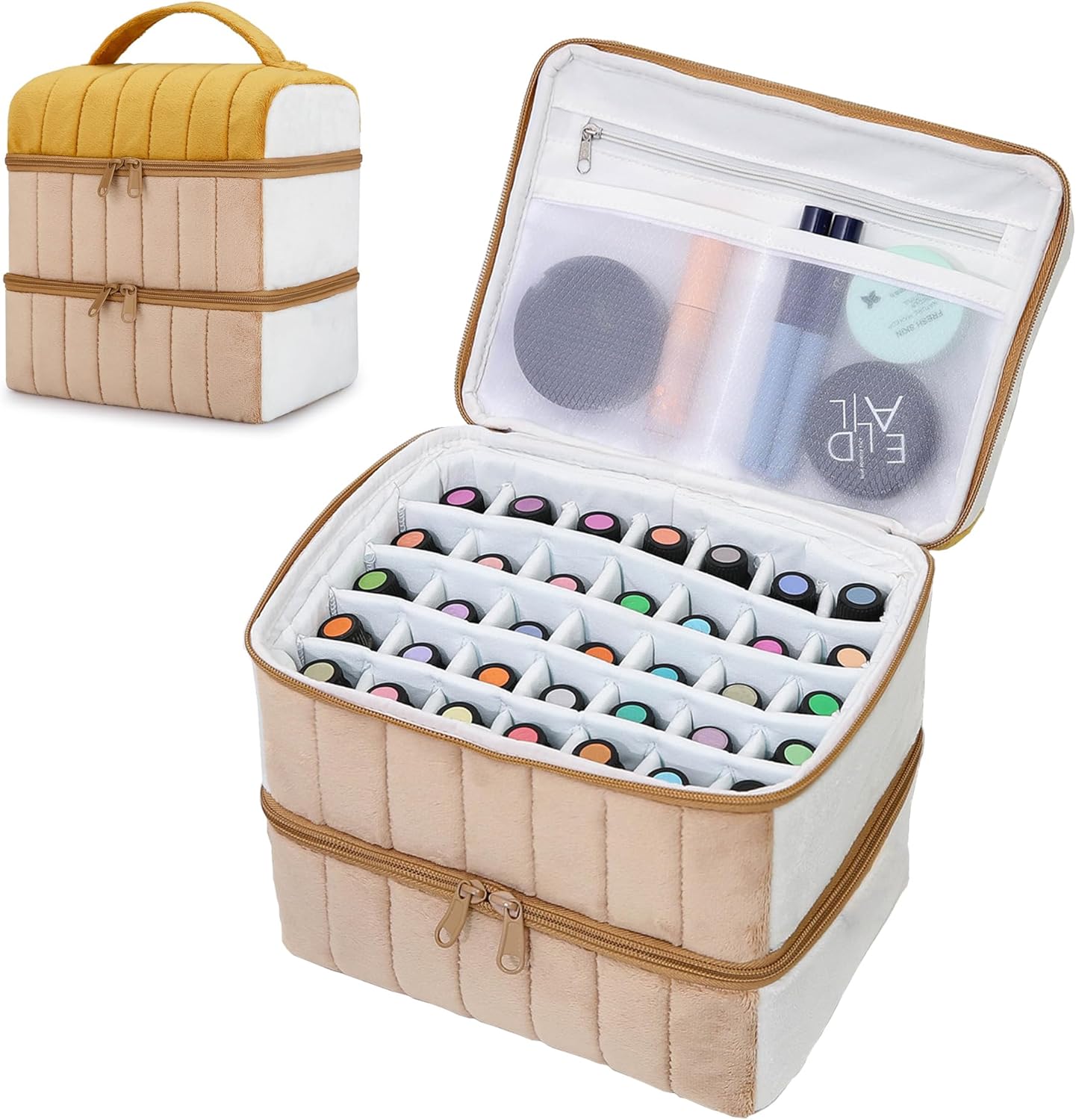 Horsande Massive Beauty Bag, Important Oils Bag, Oil Storage Bag for Doterra, Journey Bag for Important Oils Equipment, Yellow