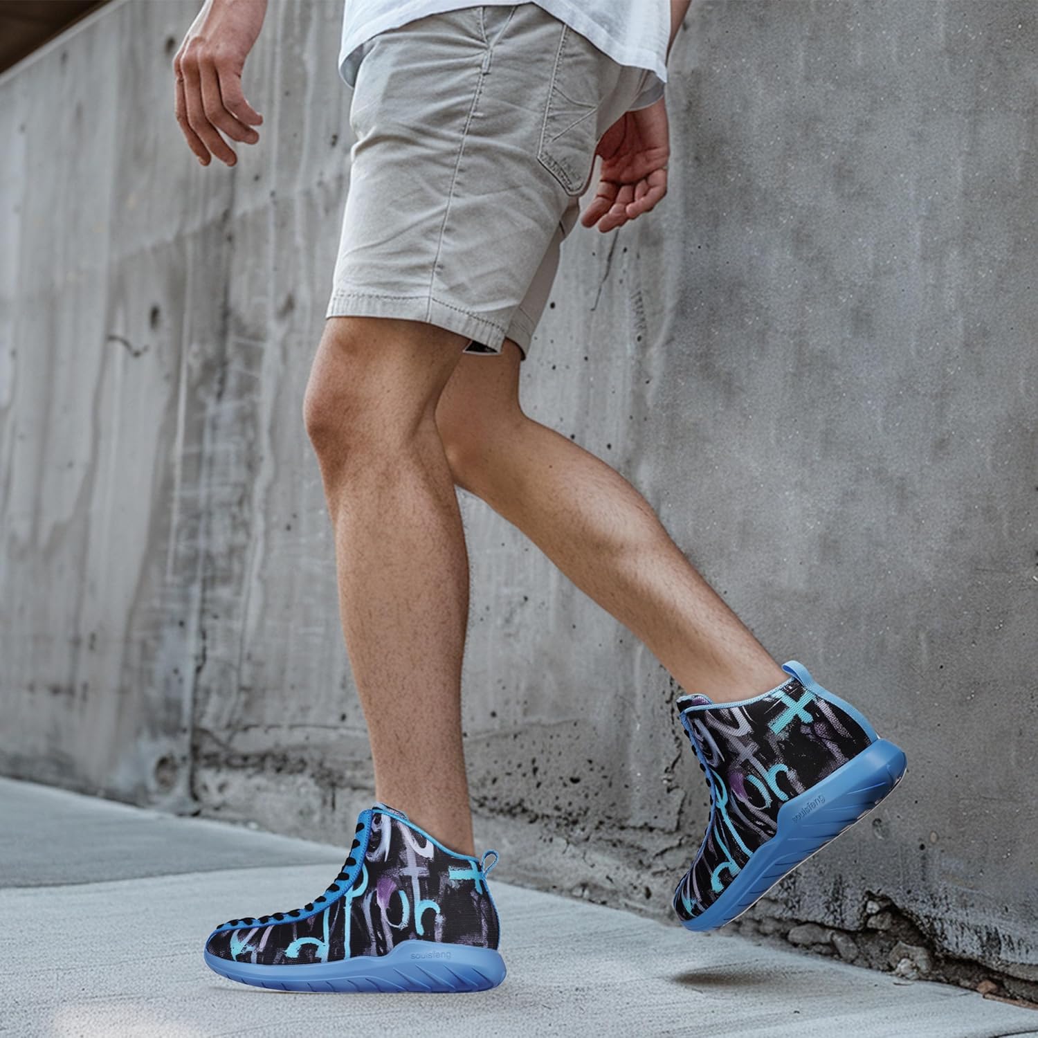 Men's Women's High Top Sneakers Unique Lace Up Lightweight Non Slip Outdoor Basketball Shoes - Image 6