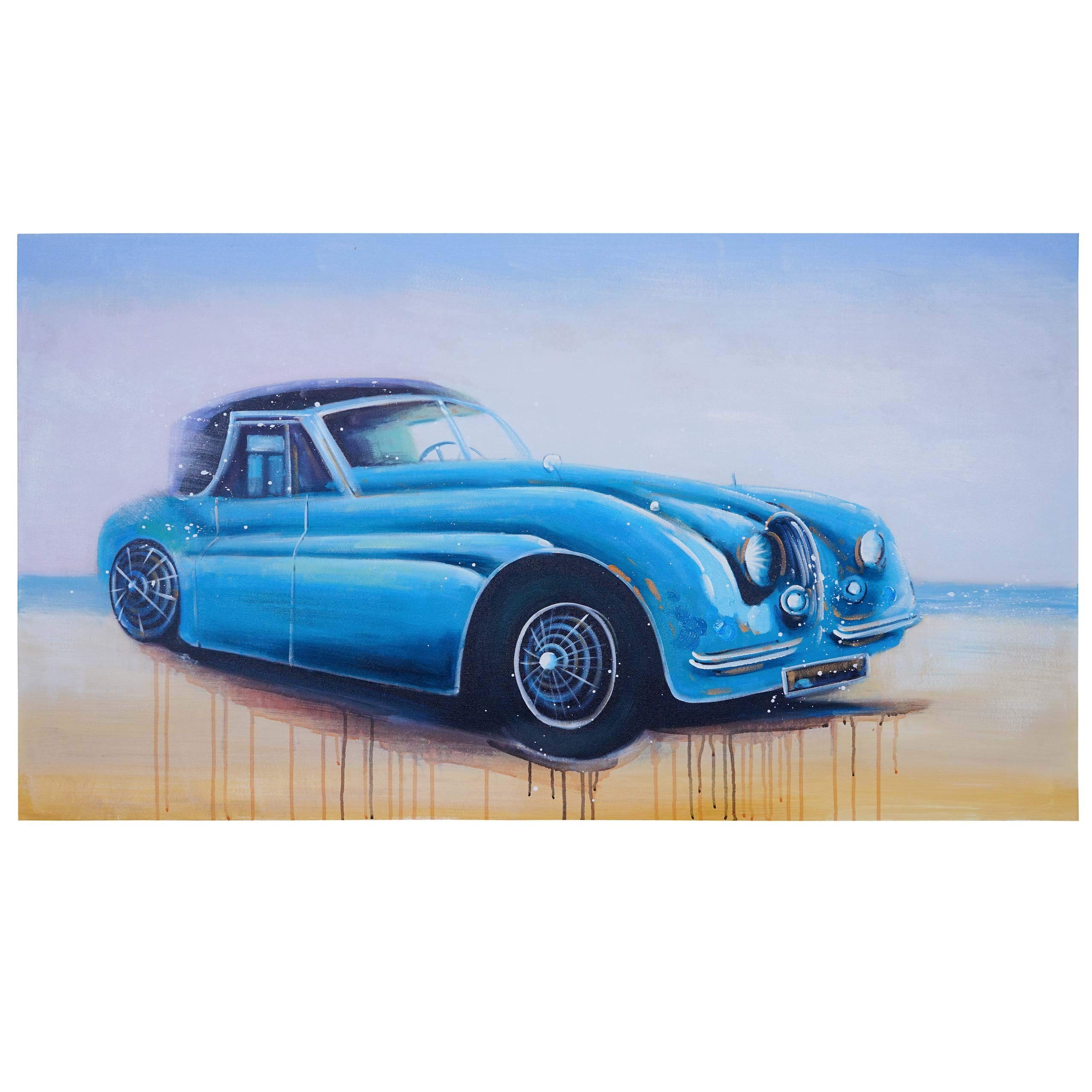 Mendler Ölgemälde Oldtimer, 100% handgemaltes Wandbild Gemälde XL, 140x80cm