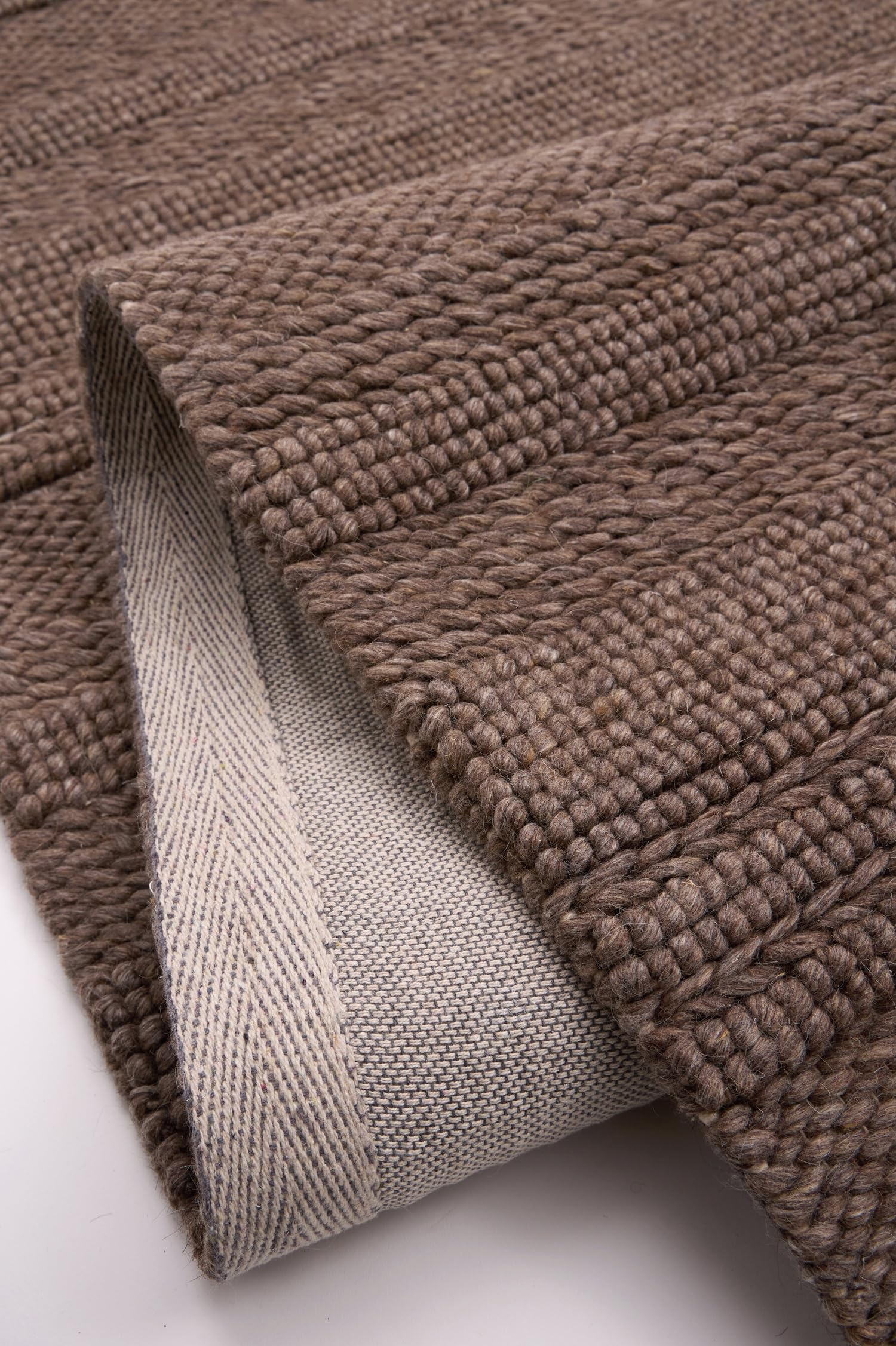 Lord of Rugs Tapis en laine tissée à la main pour salon, chambre à coucher, couloir - Tapis traditionnel rustique et luxueux en laine tissée à la main - Marron - Taille S : 80 x 150 cm