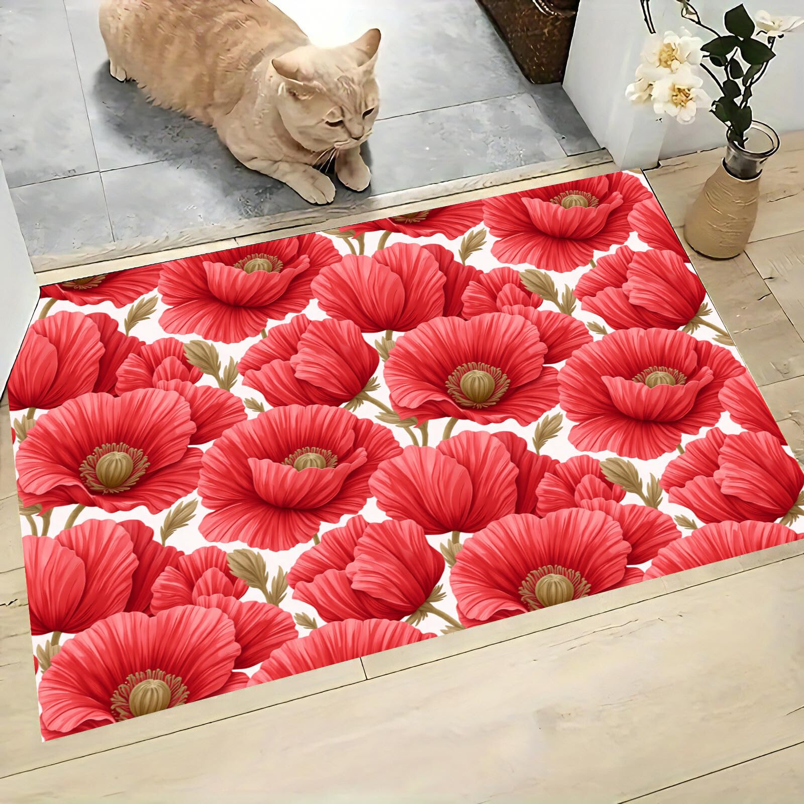 Paillasson coquelicot aquarelle pour sublimer l'entrée de votre maison