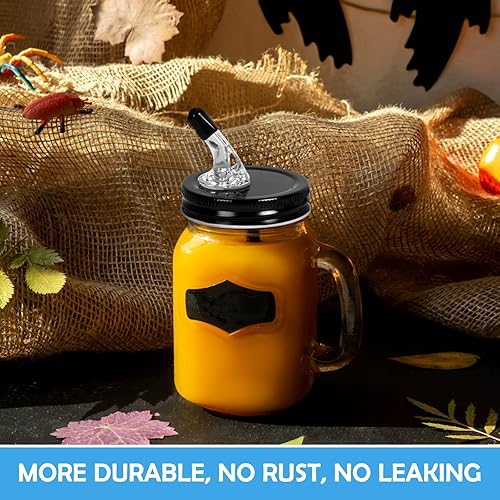 Miniatura 2 de Mason Jar Pour Spouts, Free Flow Pouring Dispenser for Moonshine Whisky Pouring Lids, fit 2.75 Inch Regular Mouth Mason Jar, Dust Proof Cover, no