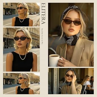 Retro Oval Sunglasses for Women,90s Small Cat Eye Vintage Y2K Sunnies, Trendy Designer UV Protection Sun Glasses