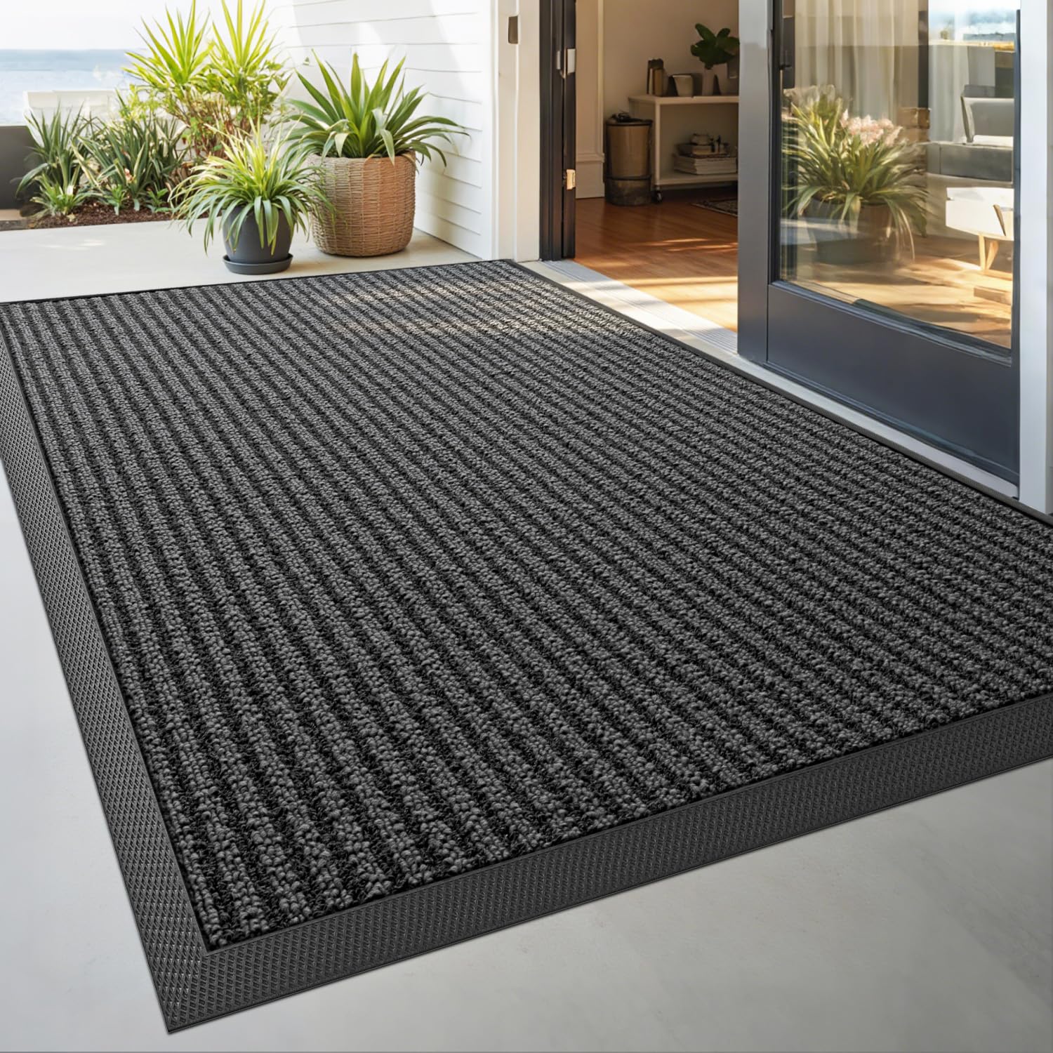 DEXI Schmutzfangmatte, waschbar rutschfest Fußmatte für Innen und Außen, saugfähig, robust Fussmatte Türmatte für Eingang, Haustür, Balkon